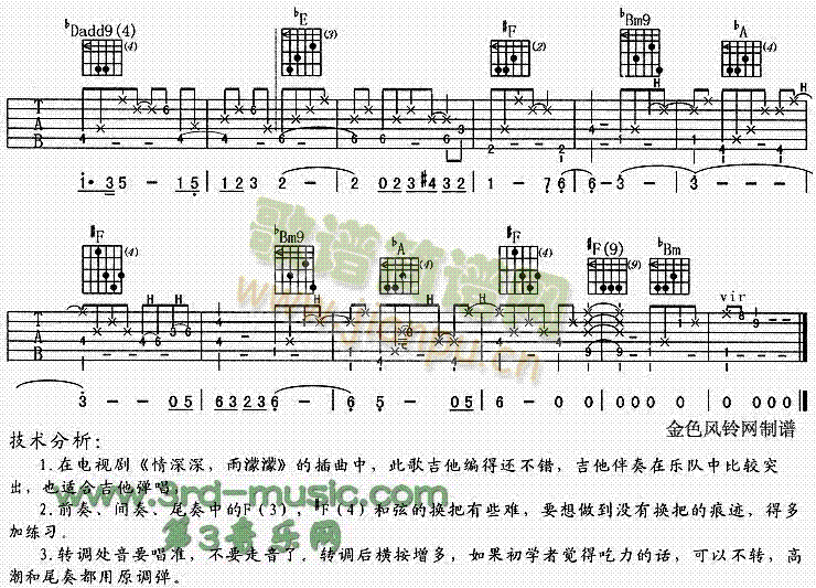 烟雨濛濛(吉他谱)3