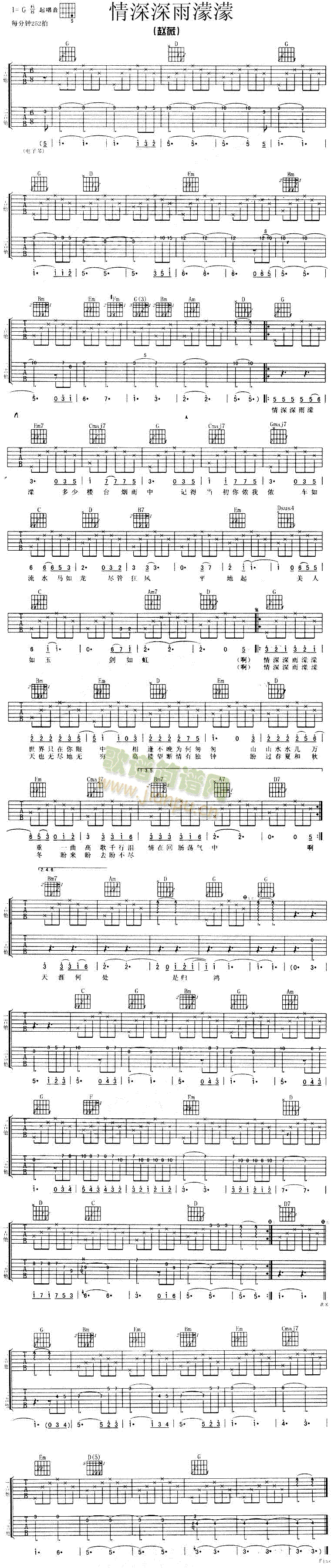 情深深雨濛濛(吉他谱)1