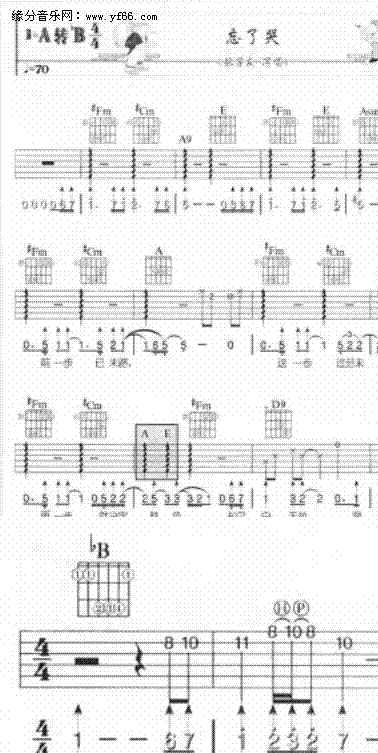 忘了哭(吉他谱)1