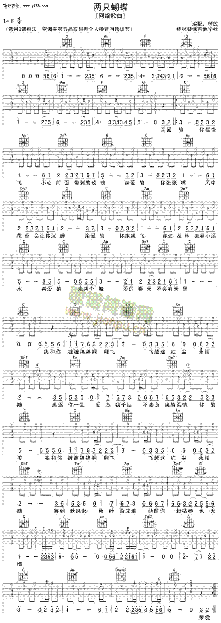 两只蝴蝶-琴放版(吉他谱)1