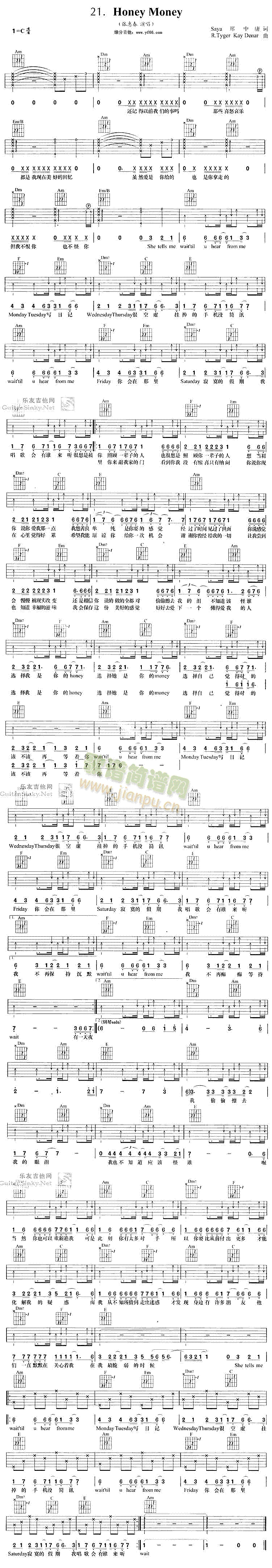 HoneyMoney(吉他谱)1