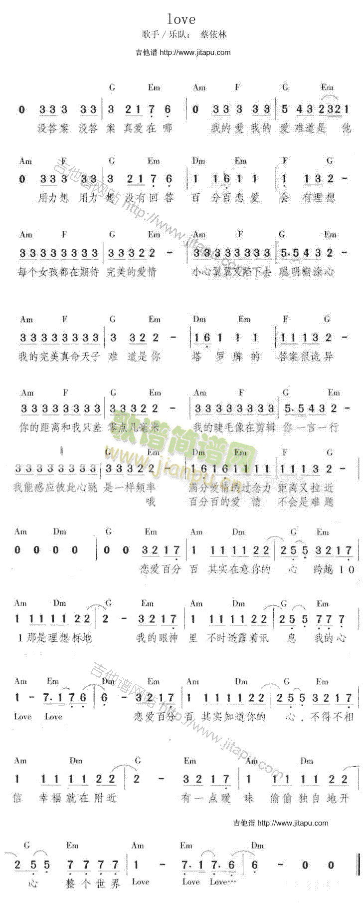 LoveLoveLove(吉他谱)1