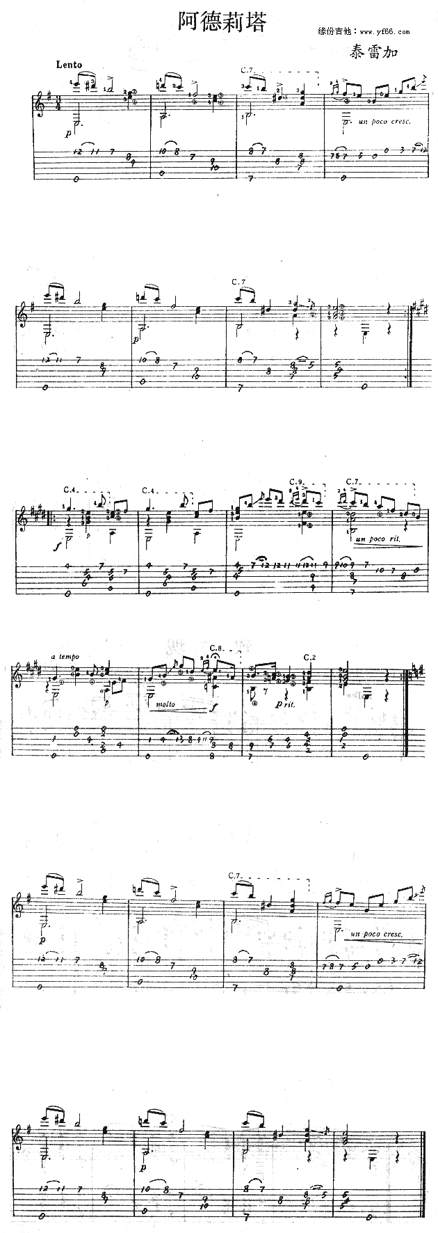 阿德莉塔(吉他谱)1