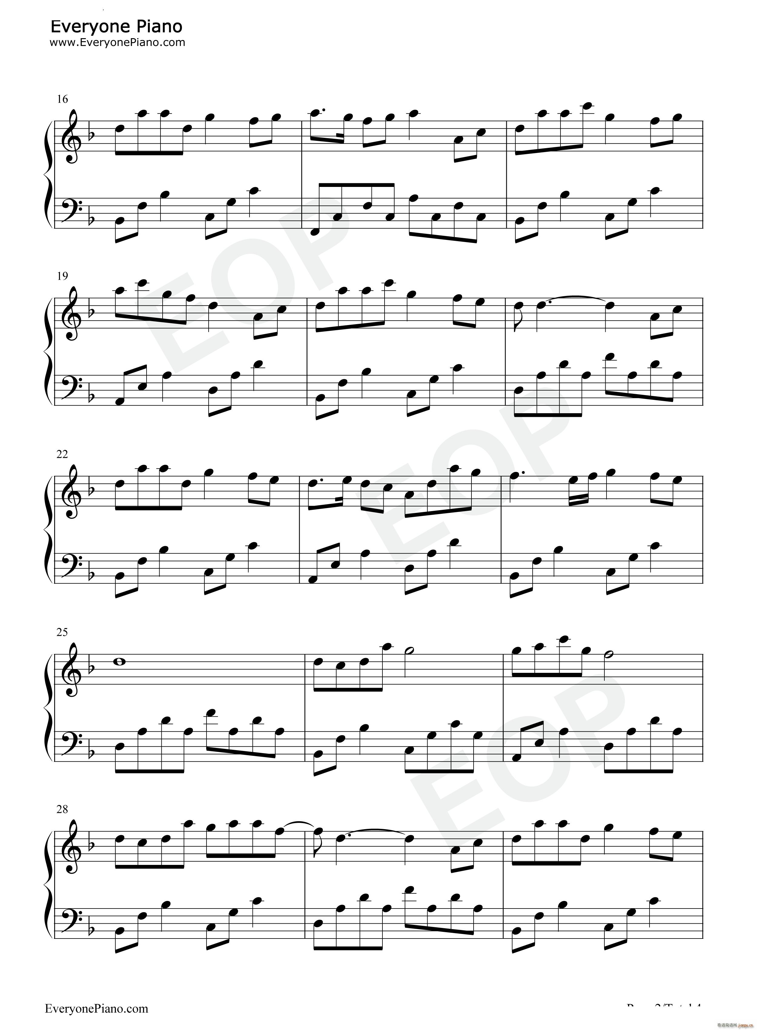 我借人间二两墨一笔相思一笔错 简单版(钢琴谱)3