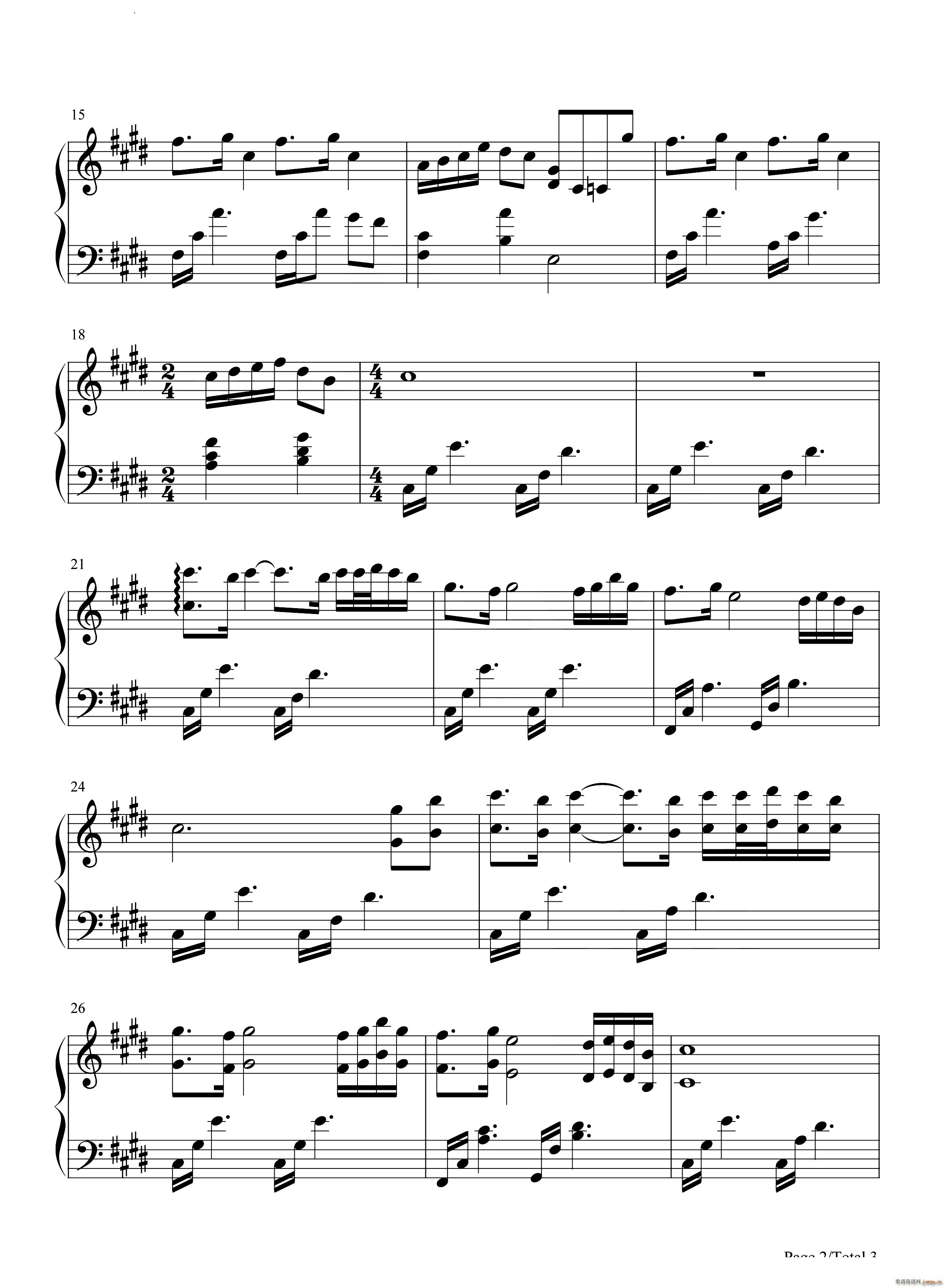 琵琶语唯美背景音乐节选(钢琴谱)3