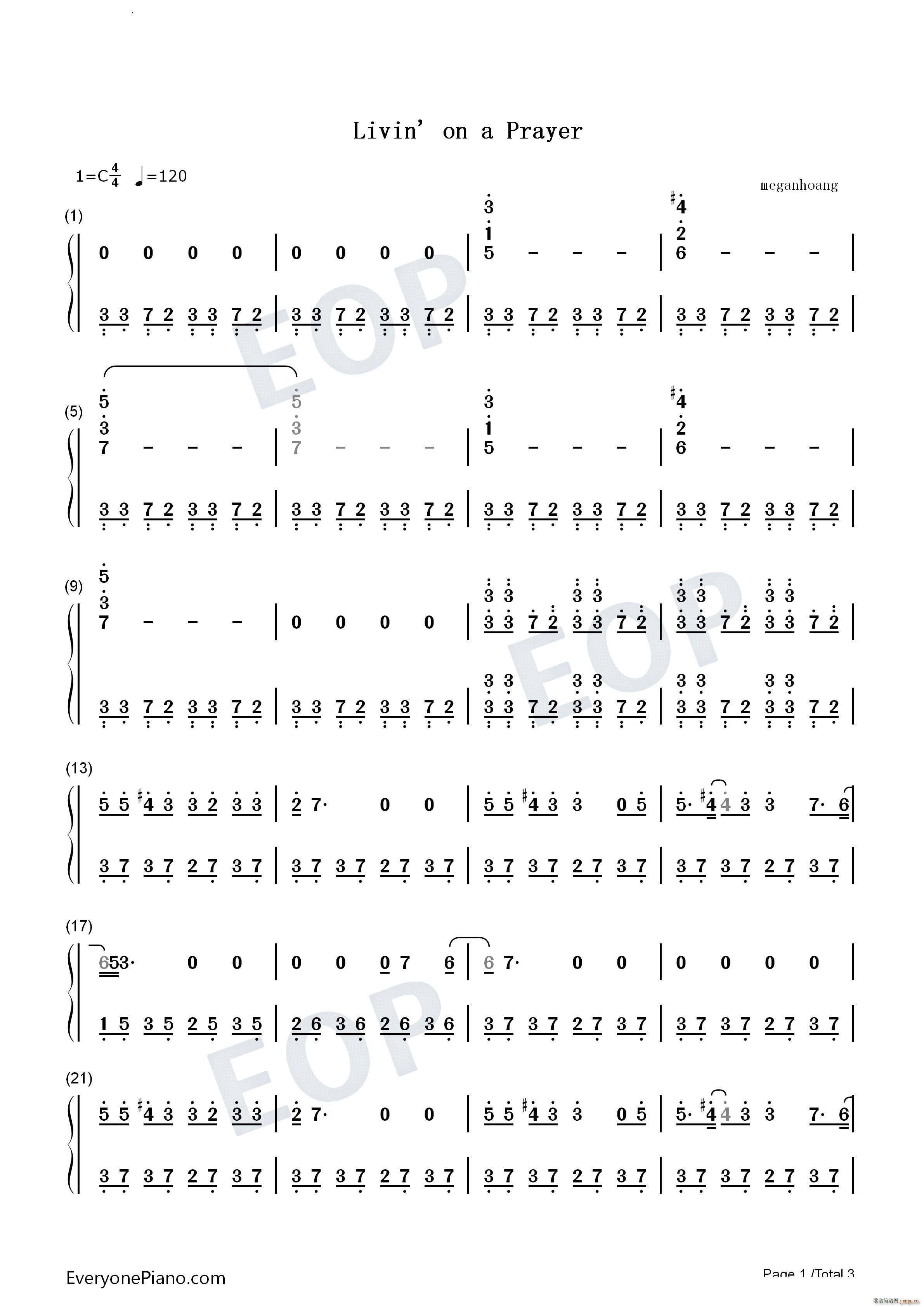 Livin on a Prayer 以祈祷为生简单版(钢琴谱)8