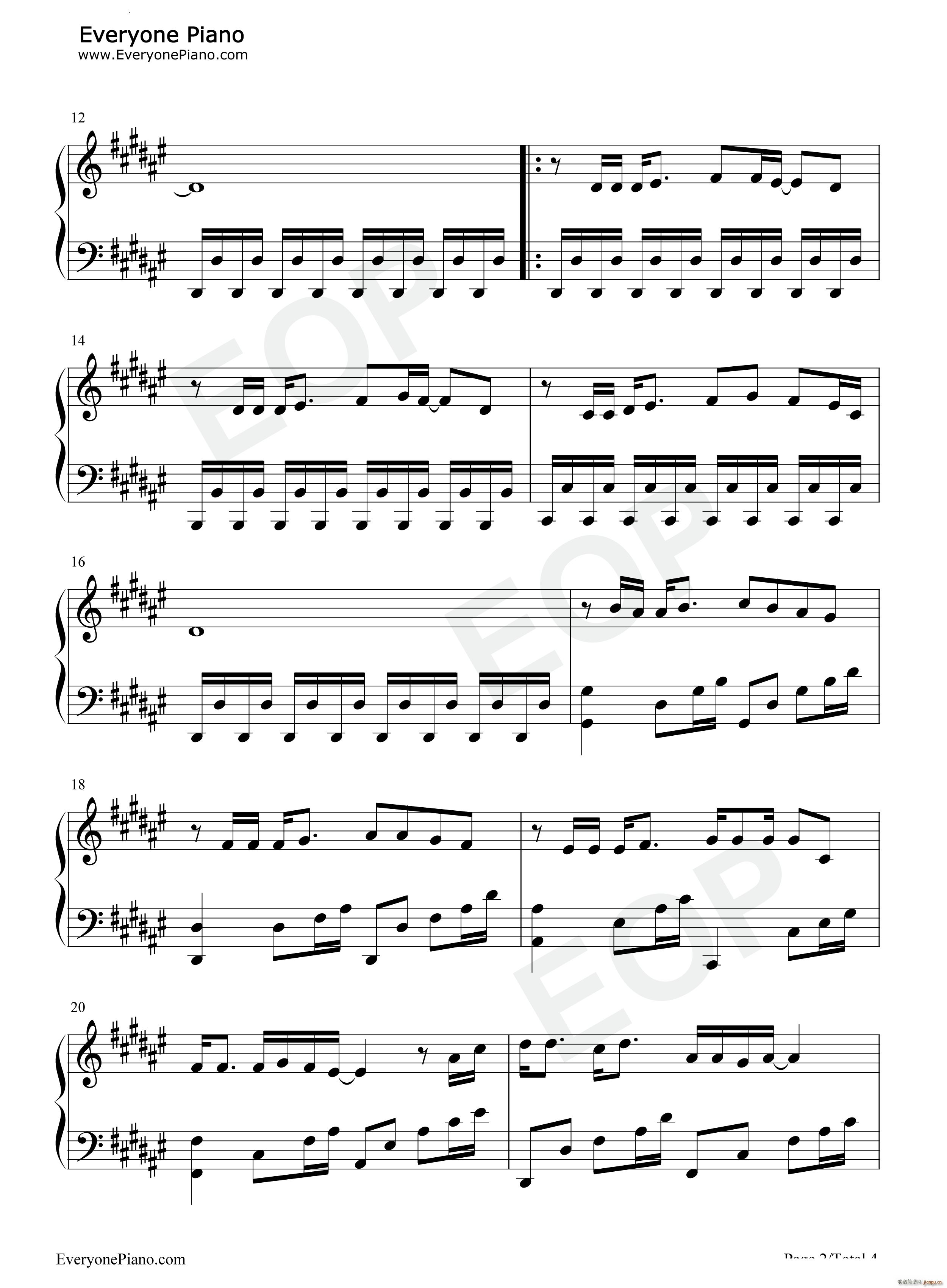 问心无愧红番区主题曲(钢琴谱)3