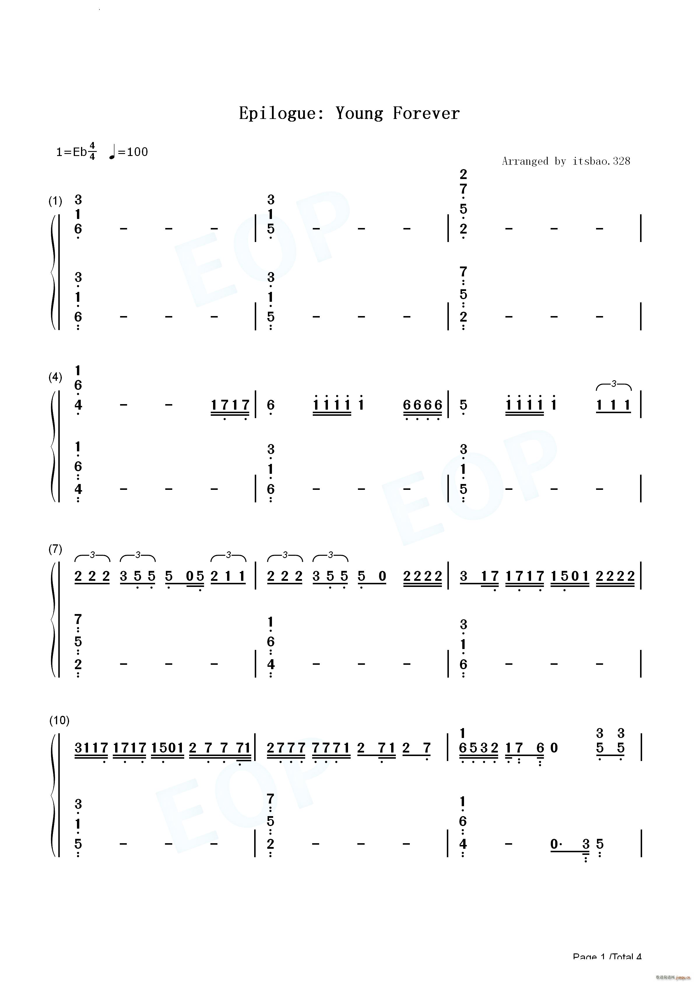 Epilogue Young Forever(钢琴谱)8