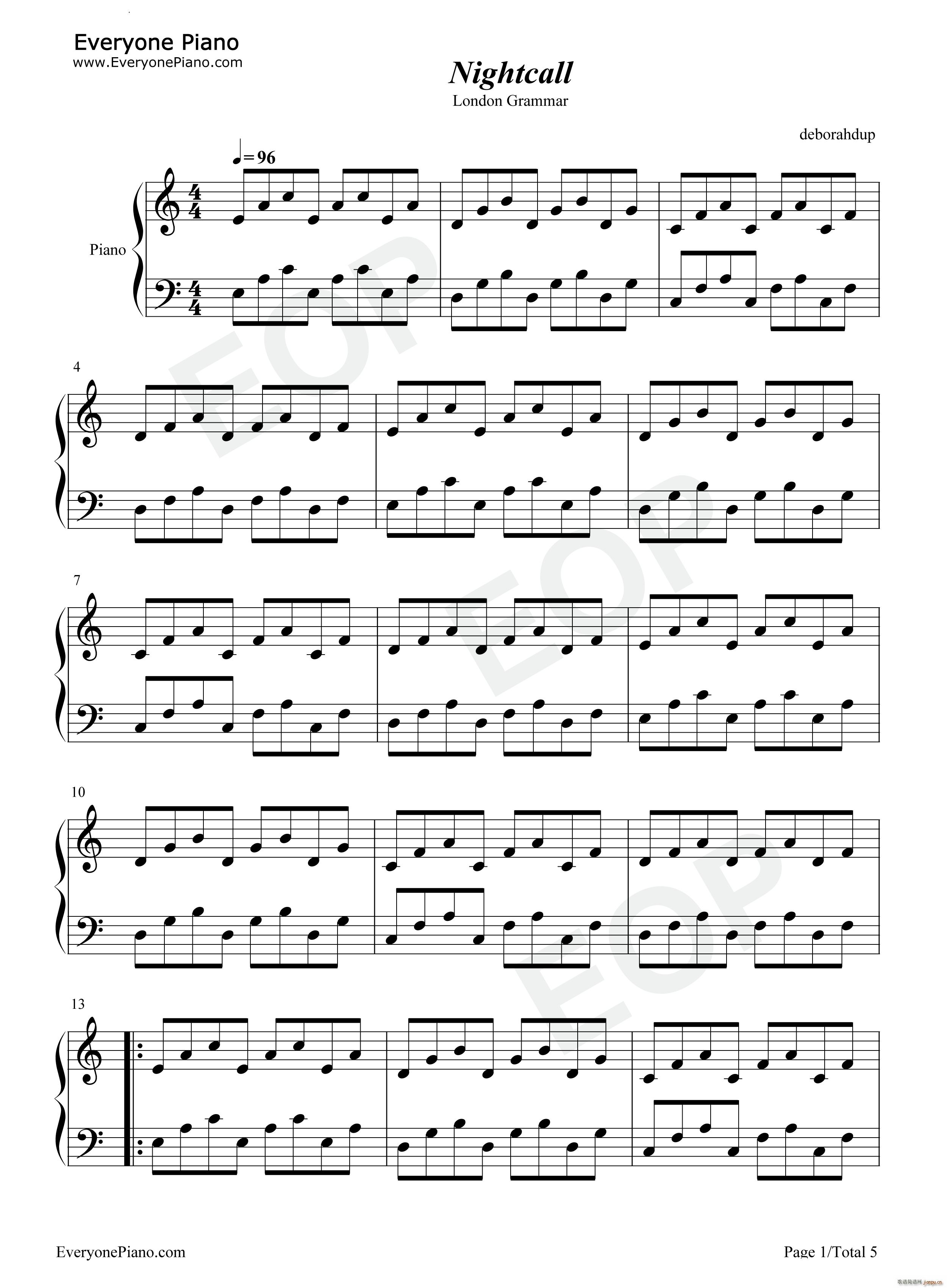 Nightcall(钢琴谱)1