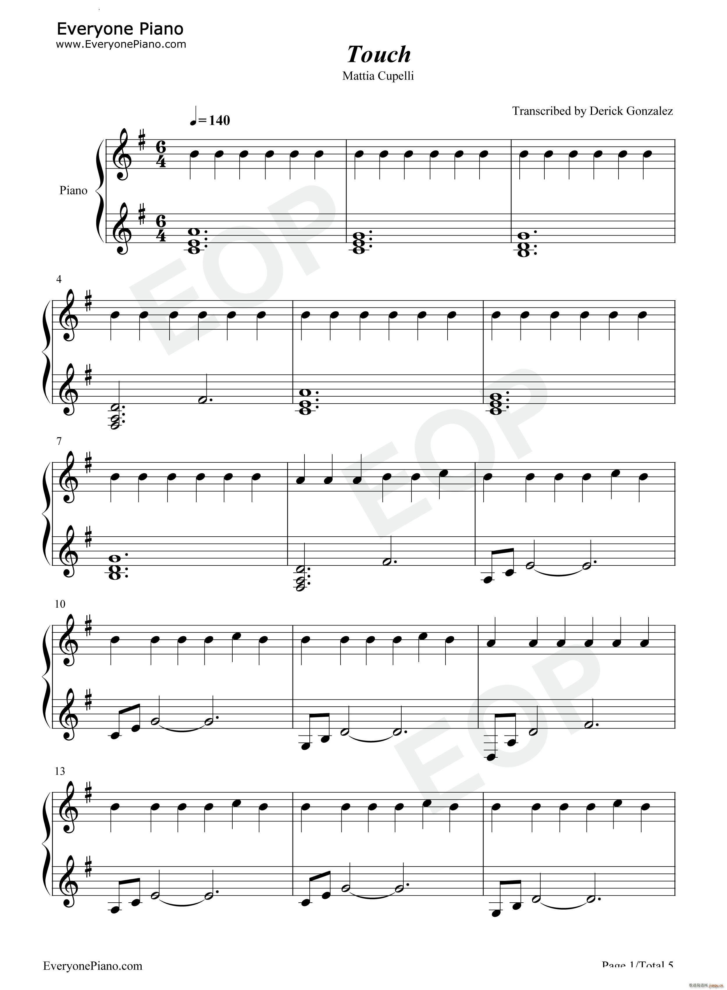 Touch空中浩劫必备神曲(钢琴谱)1