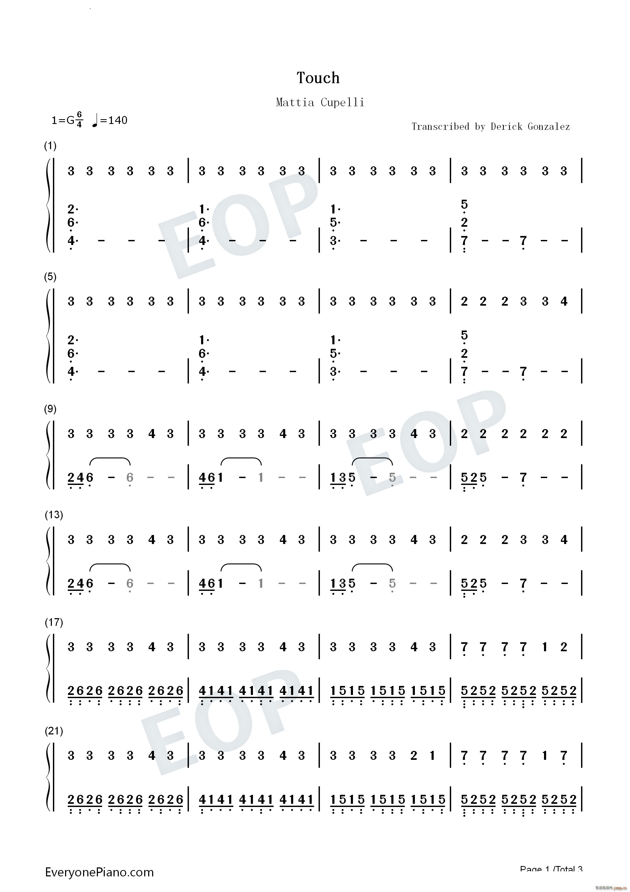 Touch空中浩劫必备神曲(钢琴谱)7