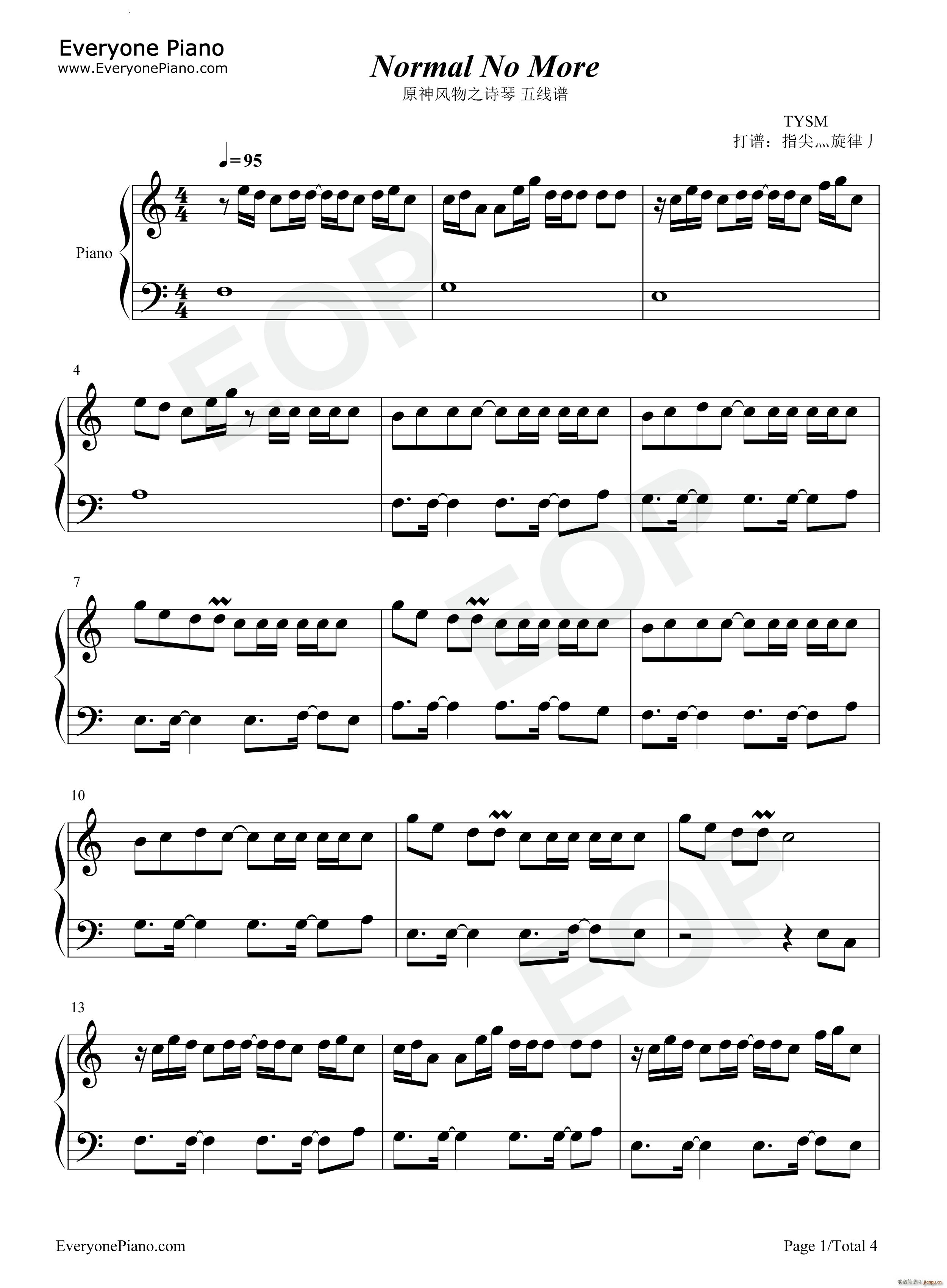 Normal No More(钢琴谱)1