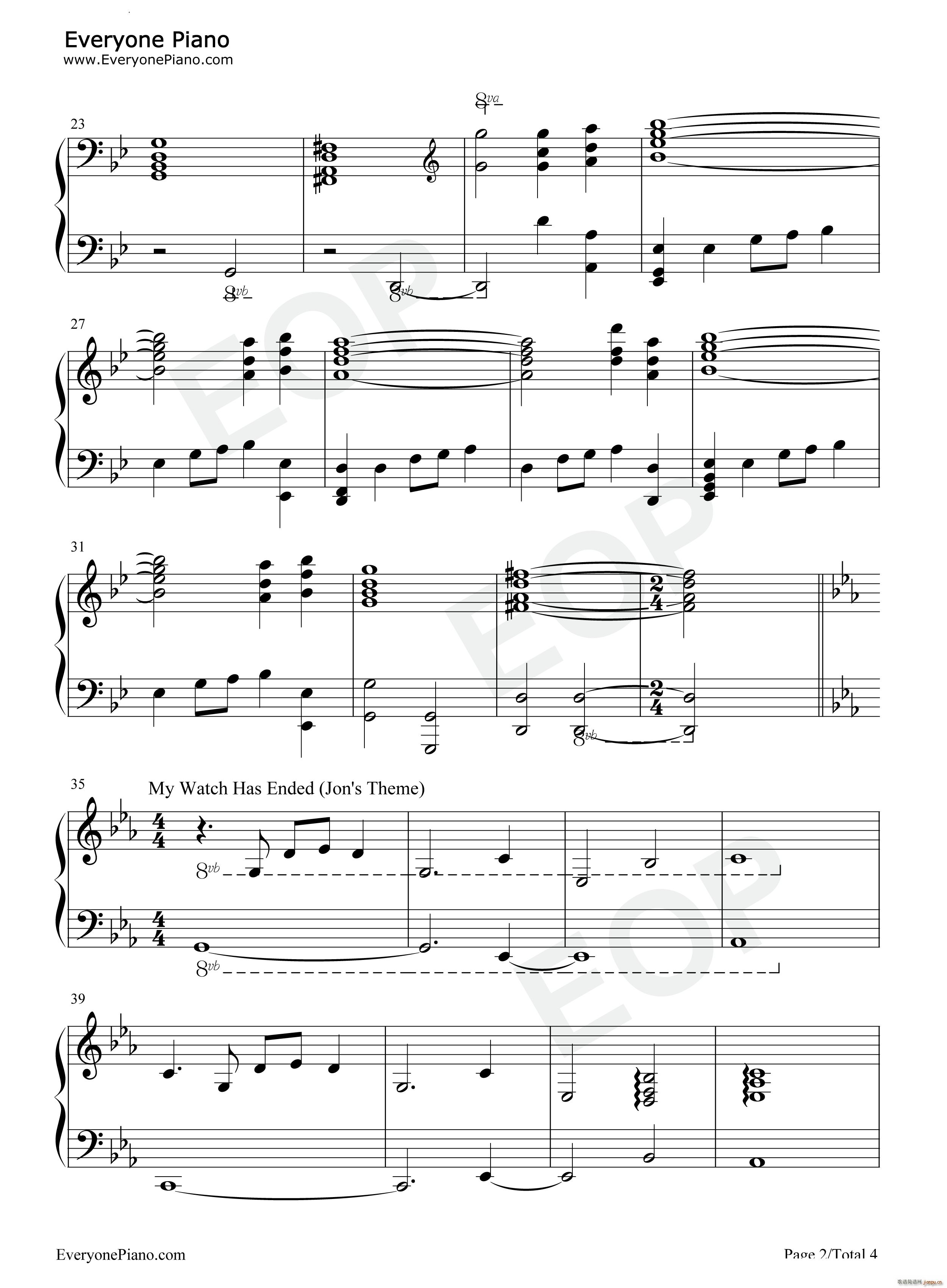 House Stark Medley 权力的游戏(钢琴谱)3