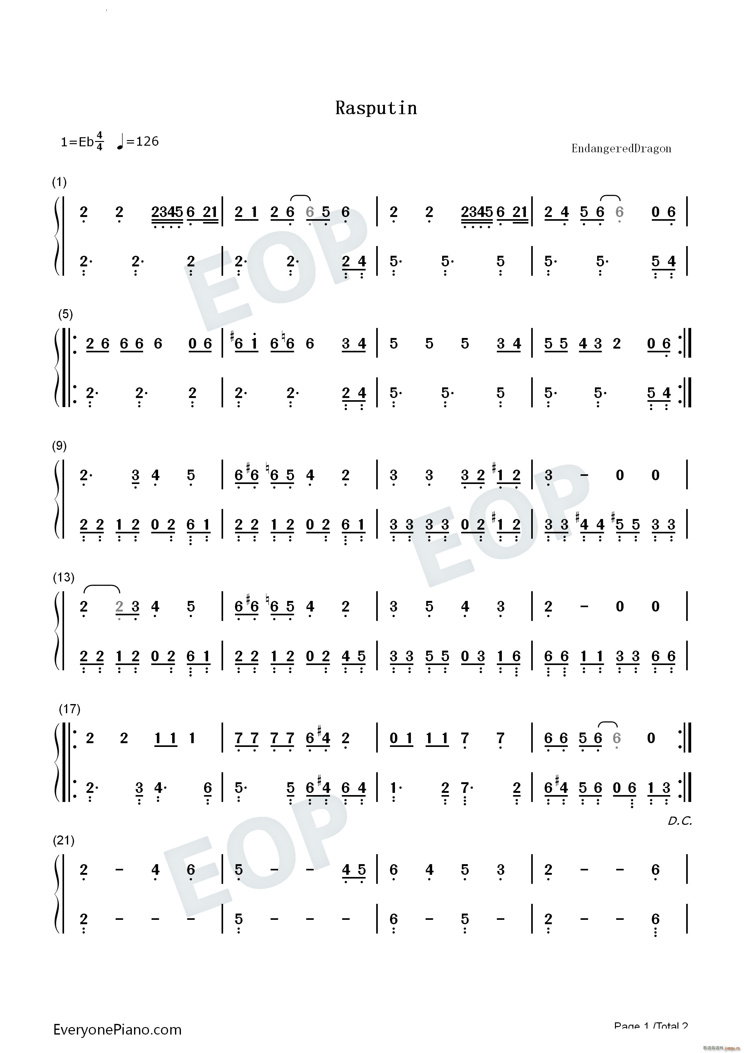 Rasputin拉斯普京(钢琴谱)6