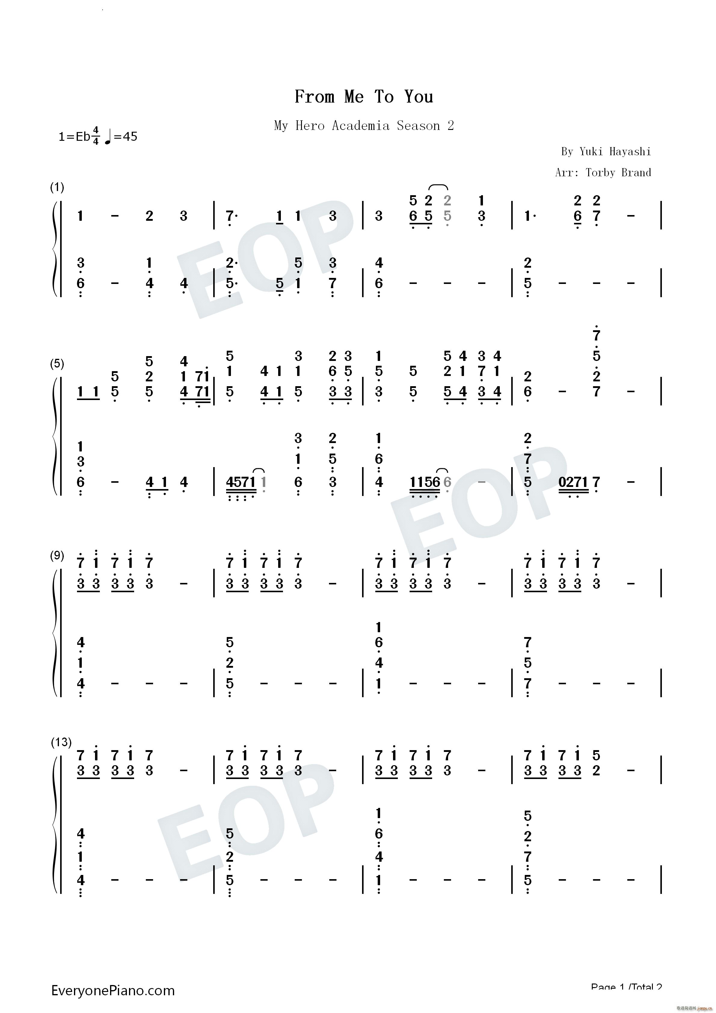 From Me To You我的英雄学院第二季OST(钢琴谱)5