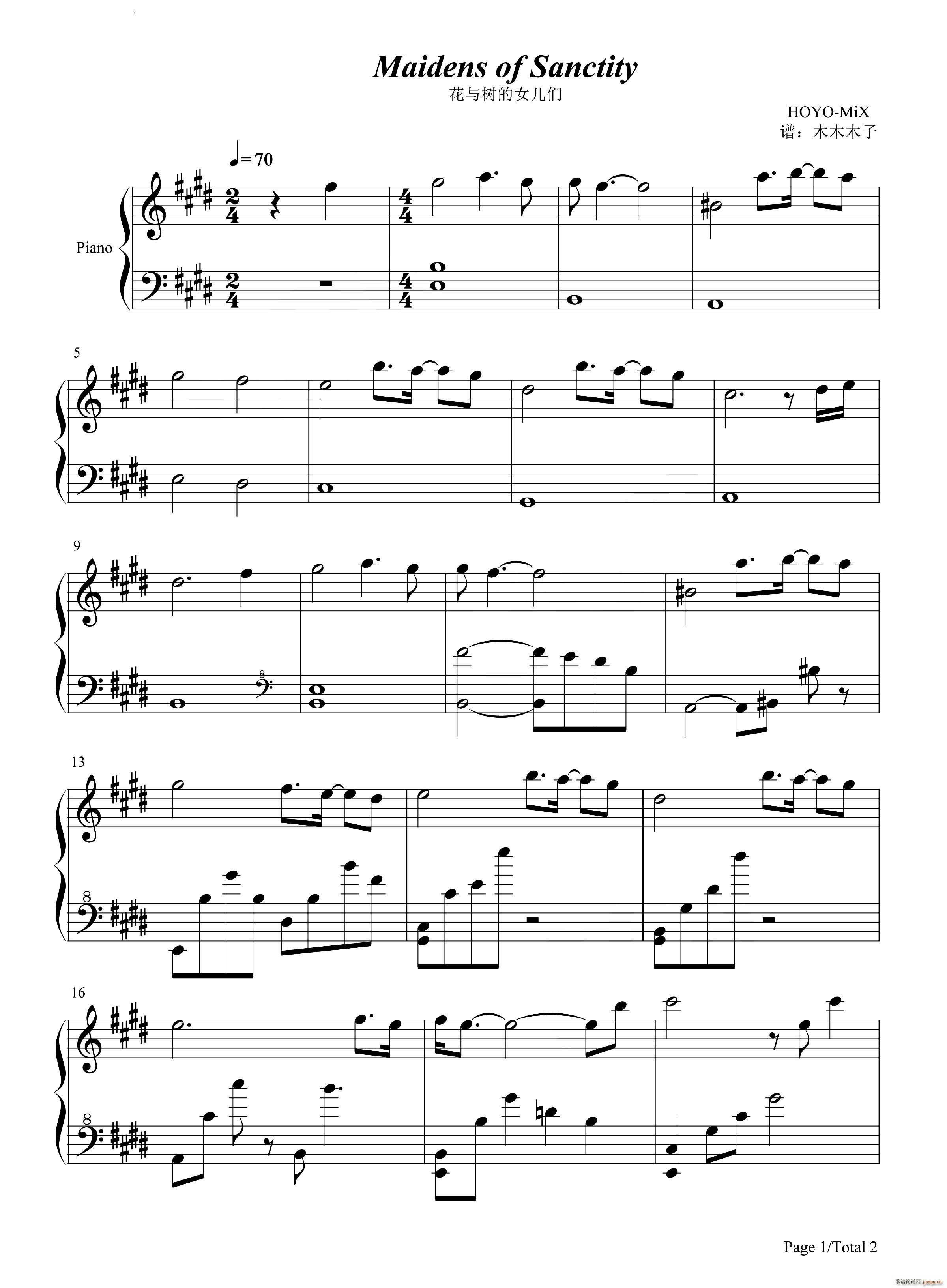 花与树的女儿们Maidens of Sanctity(钢琴谱)1
