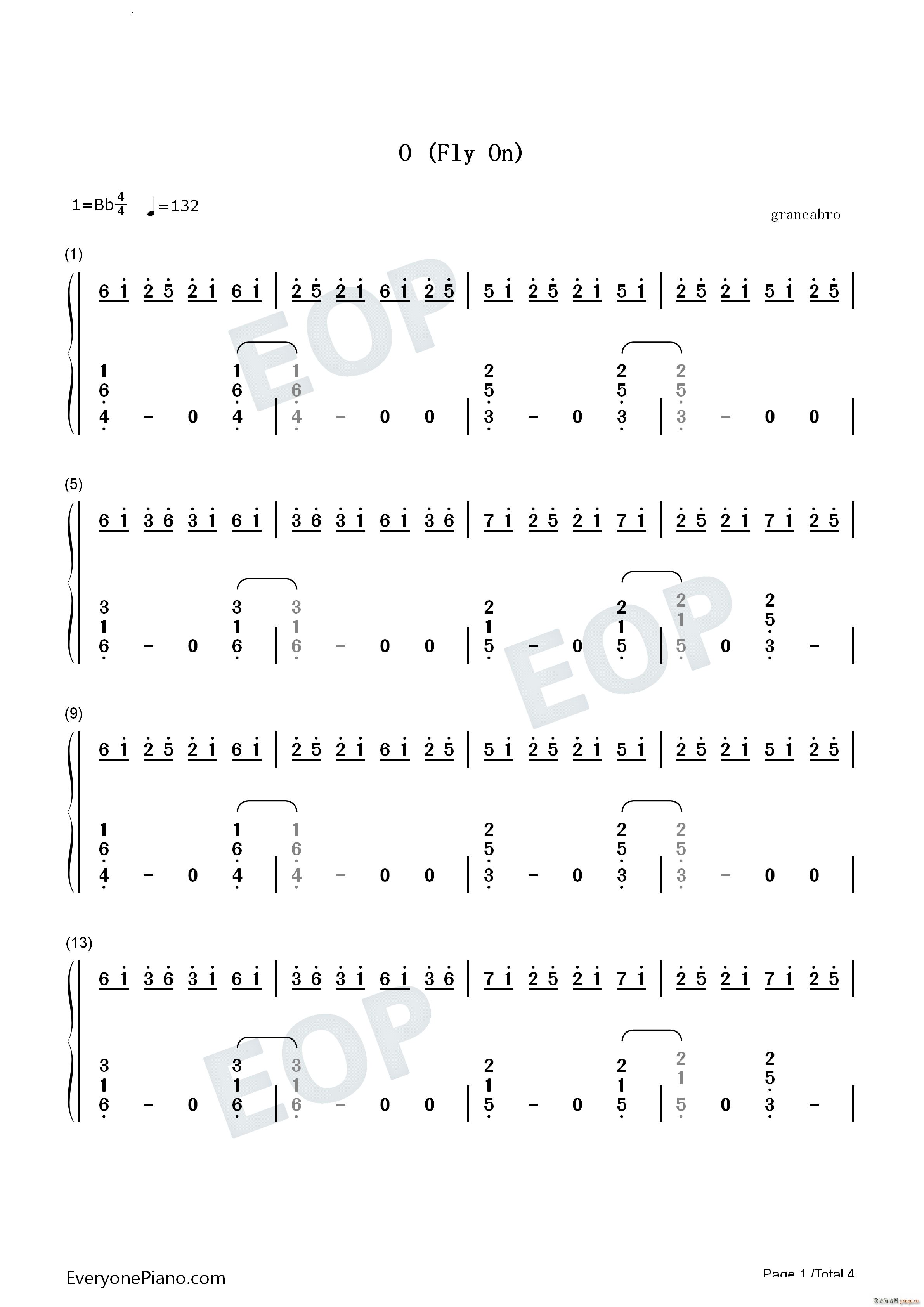 O Fly On简单伴奏谱(钢琴谱)6