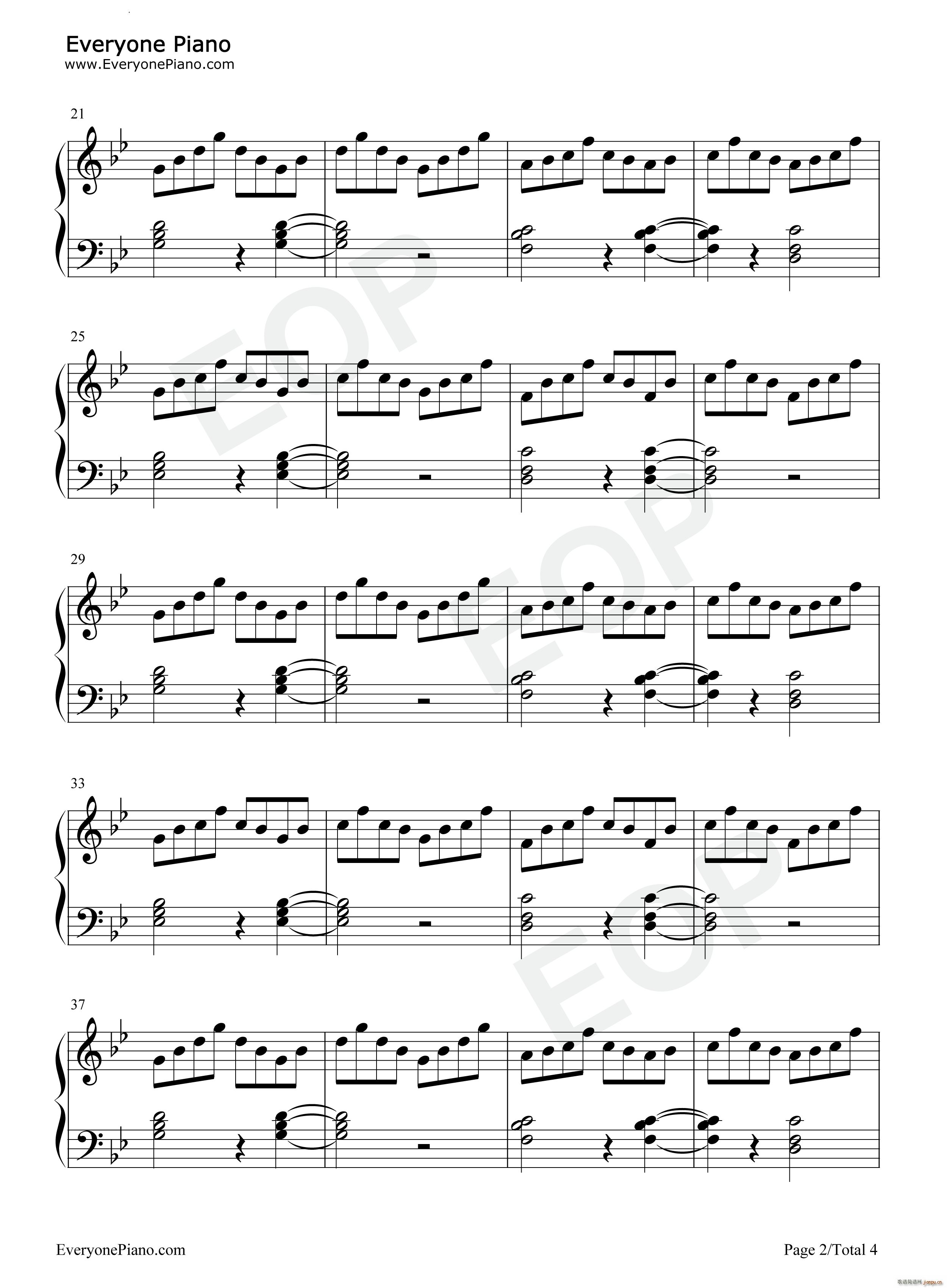 O Fly On简单伴奏谱(钢琴谱)3