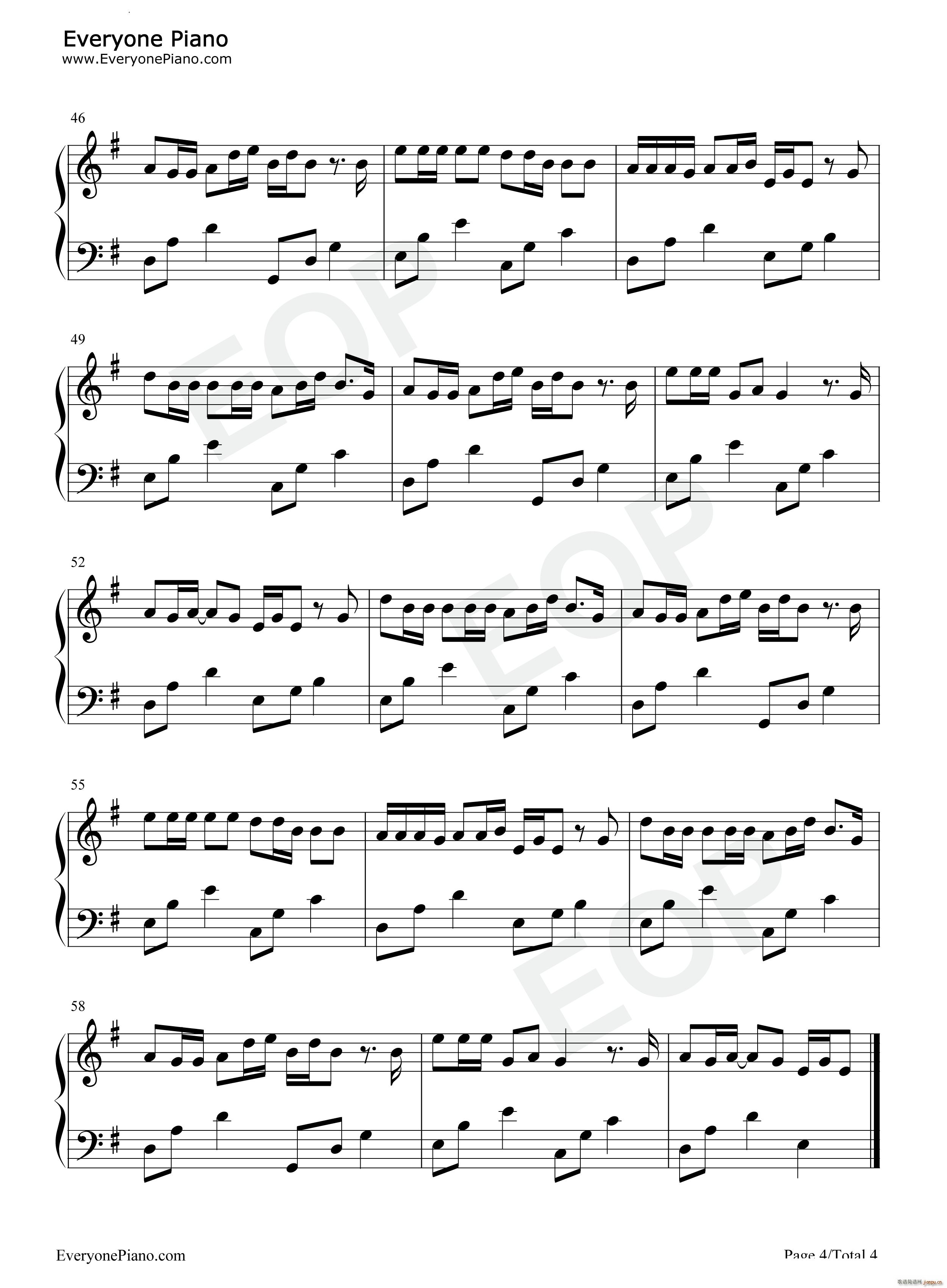 听悲伤的情歌原调简单版(钢琴谱)5