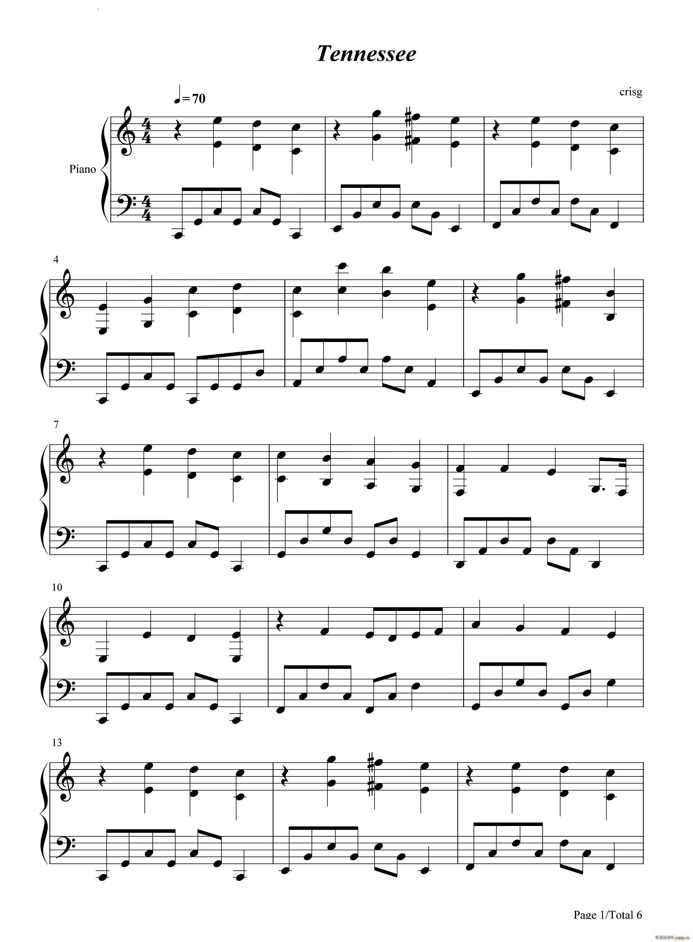 Tennessee珍珠港OST(钢琴谱)1