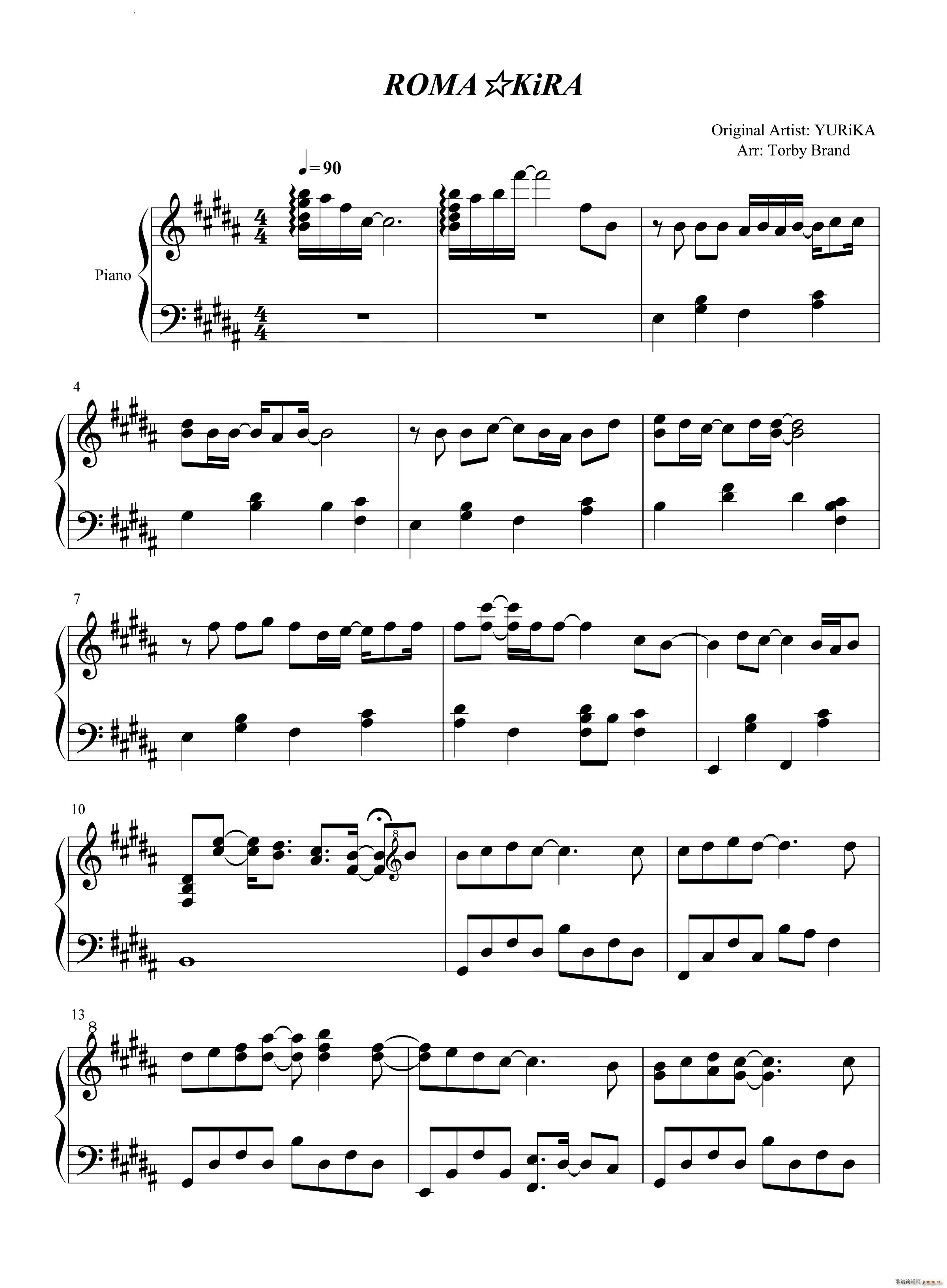 ROMA KiRA浪漫杀手OP(钢琴谱)1