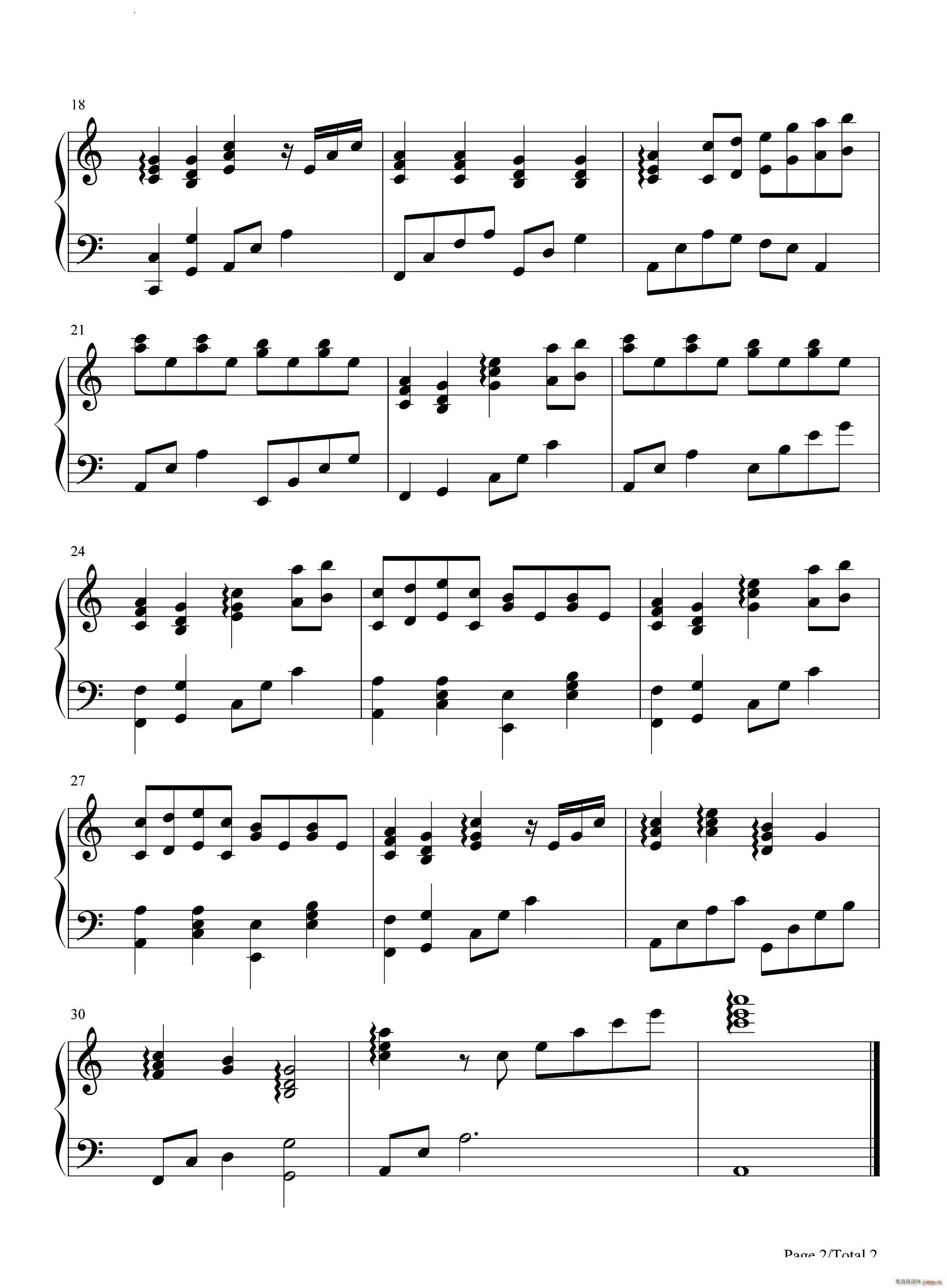 美丽的神话伴奏谱(钢琴谱)3