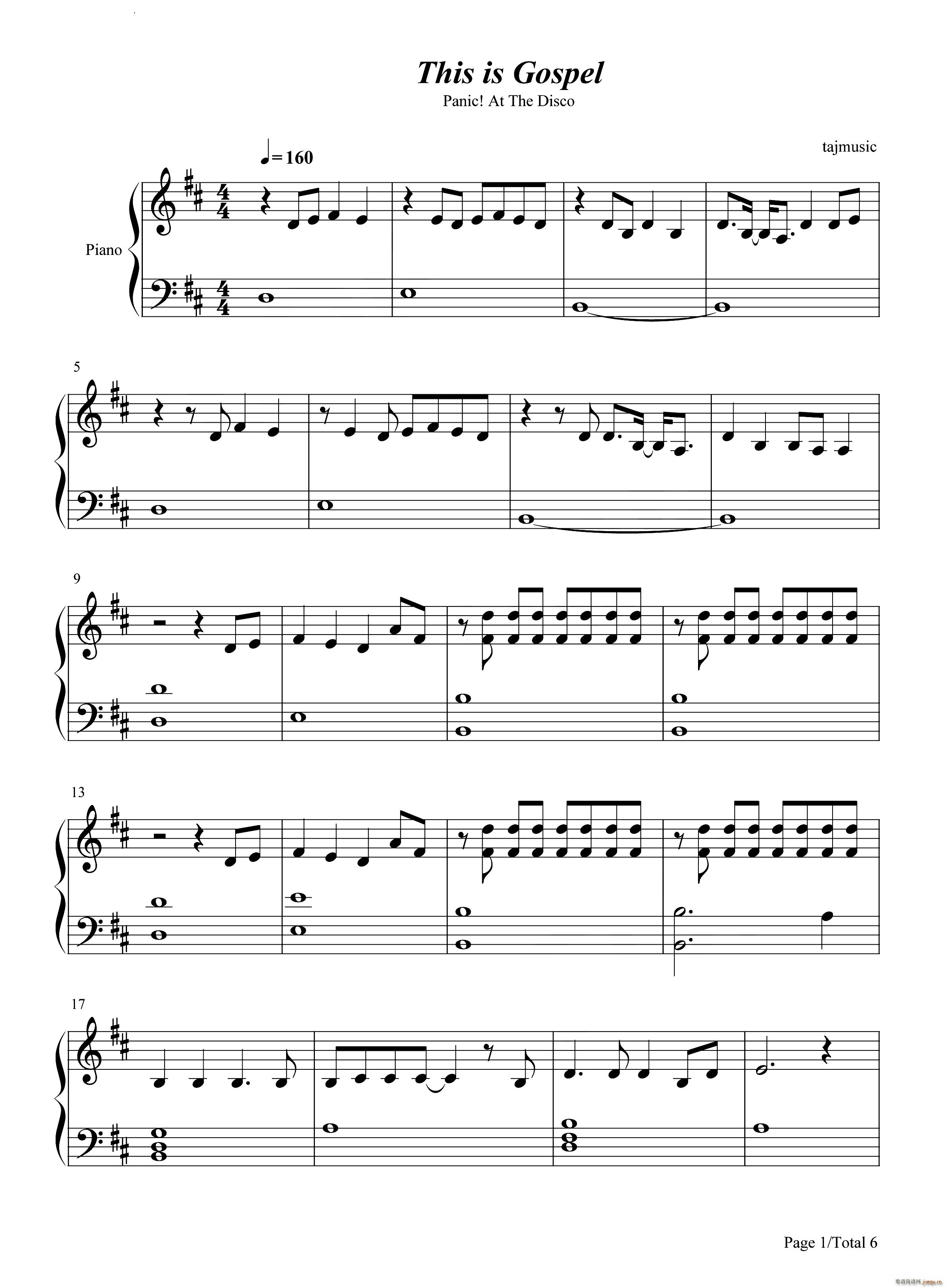 This Is Gospe简单钢琴版(钢琴谱)1