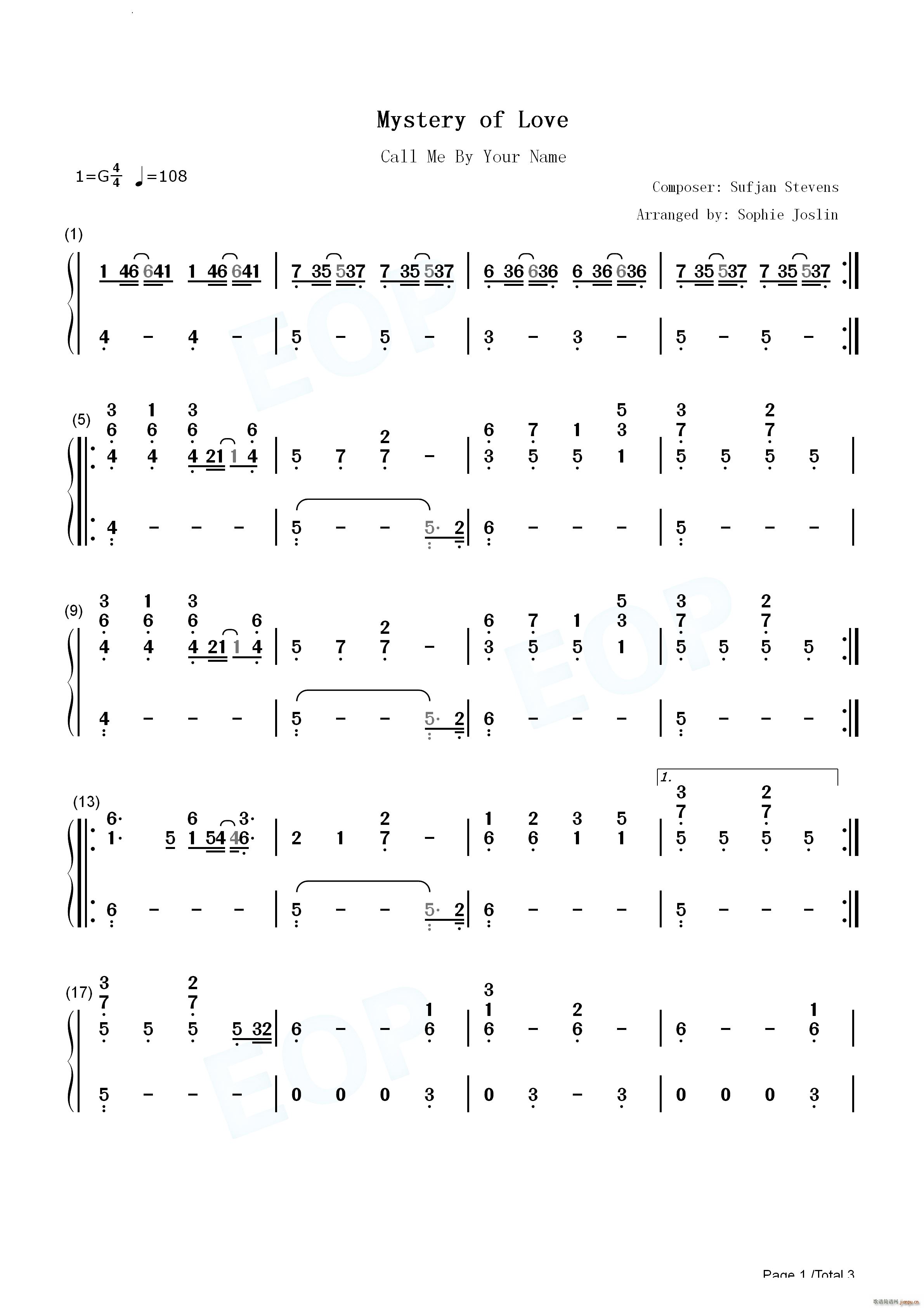 Mystery of Love爱的奥秘请以你的名字呼唤我插曲(钢琴谱)6
