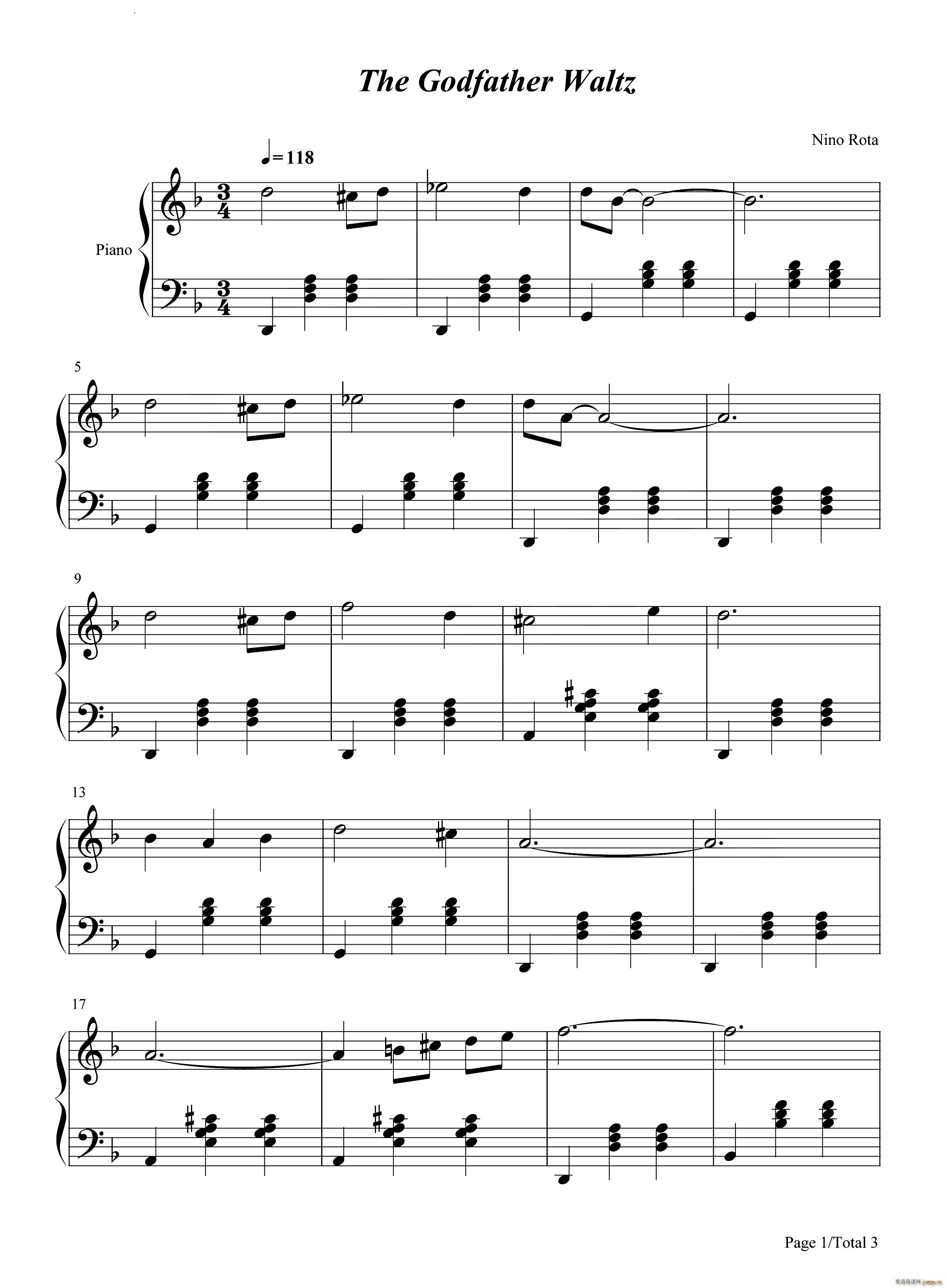 The Godfather Waltz教父插曲(钢琴谱)1
