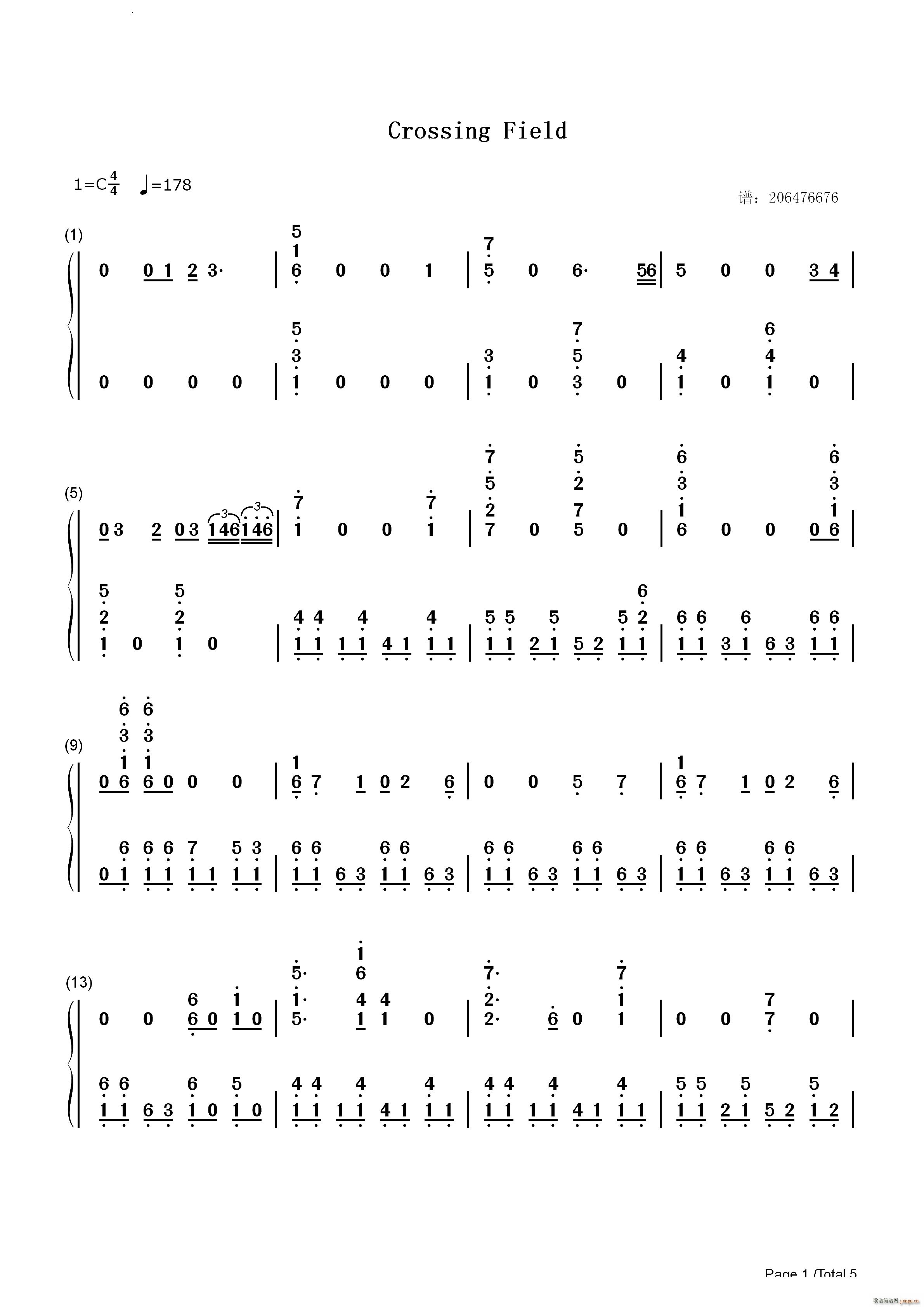 Crossing Field刀剑神域(钢琴谱)8