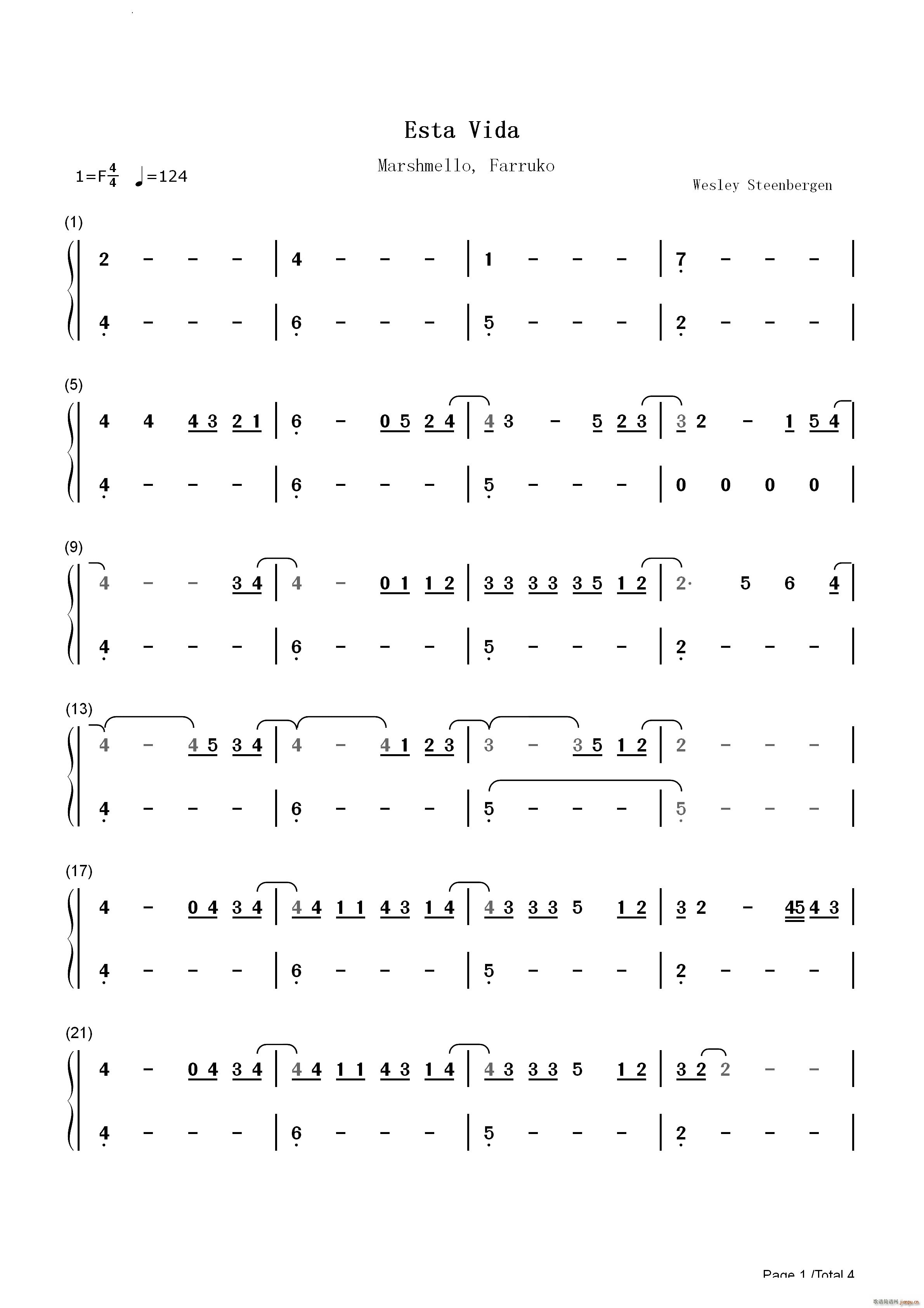 Esta Vida(钢琴谱)8