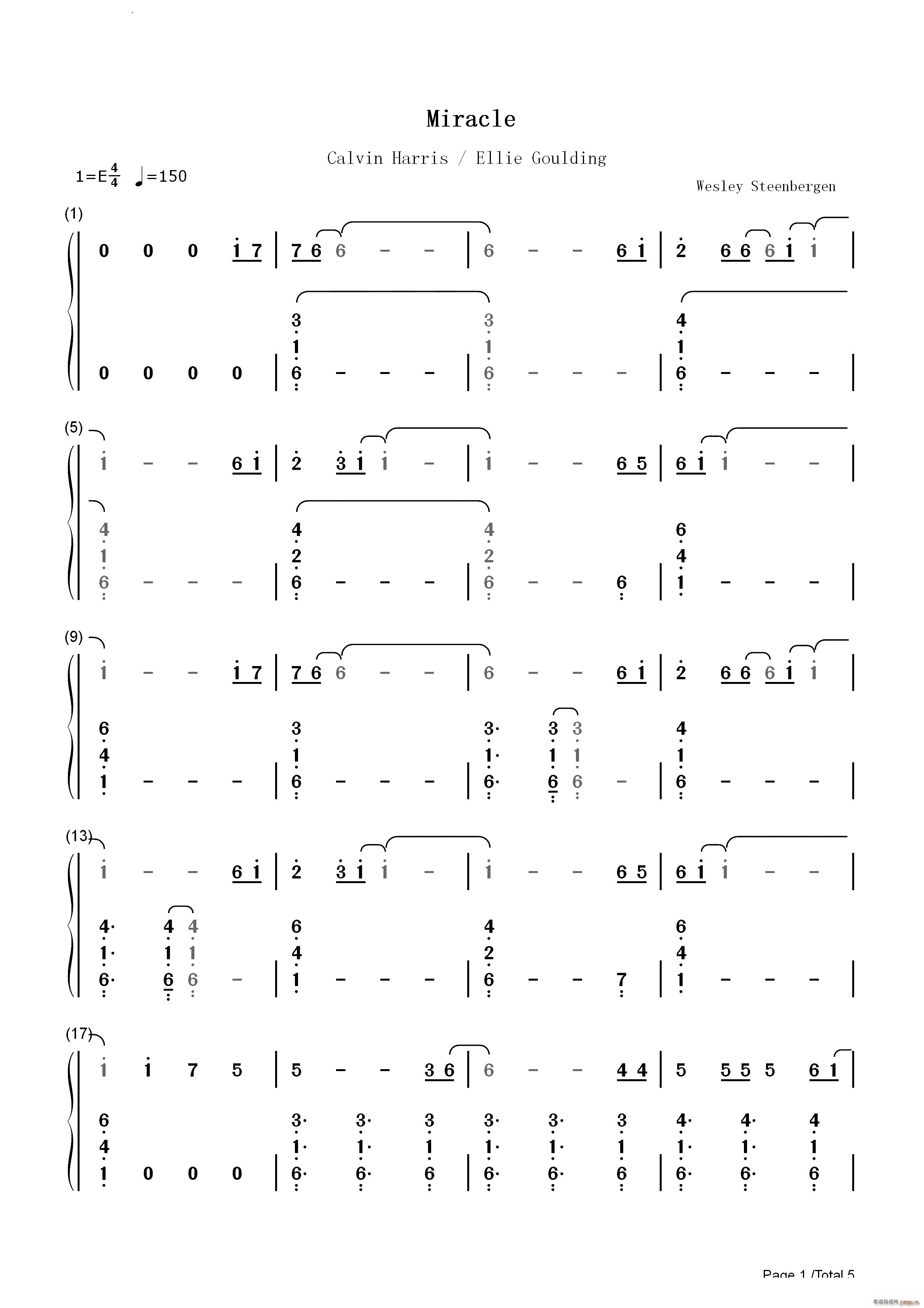 MiracleCalvin Harris ft Ellie Goulding(钢琴谱)8