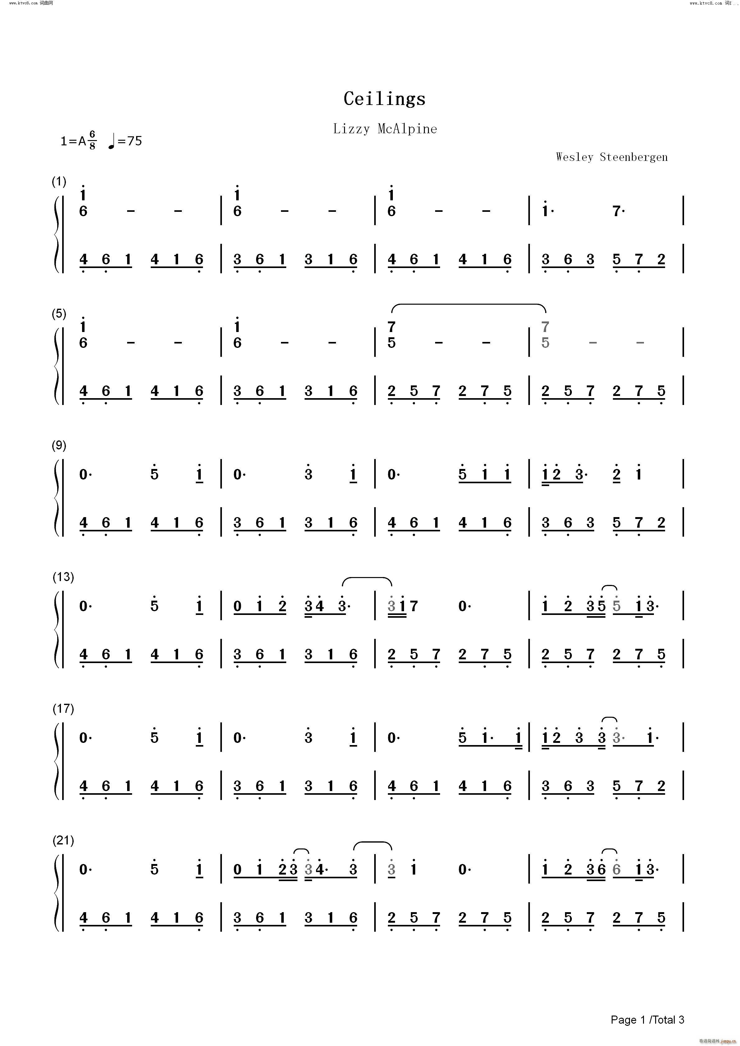 Ceilings(钢琴谱)6