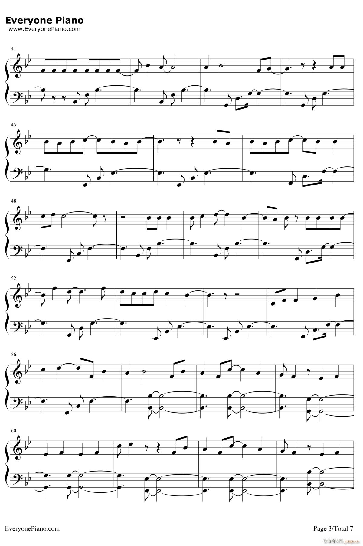 漂亮面对(钢琴谱)3