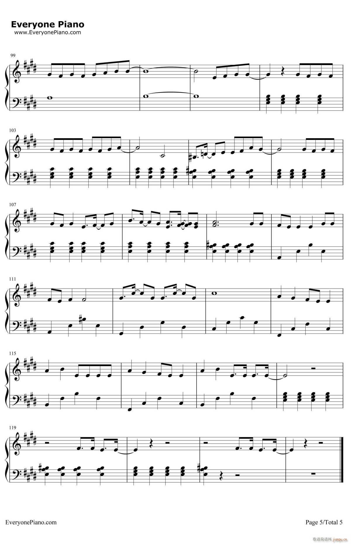 你下来吧(钢琴谱)5