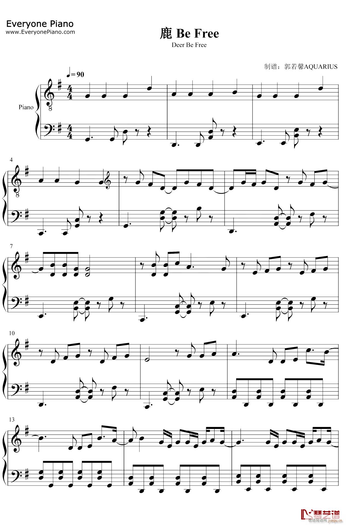 鹿BeFree(钢琴谱)1