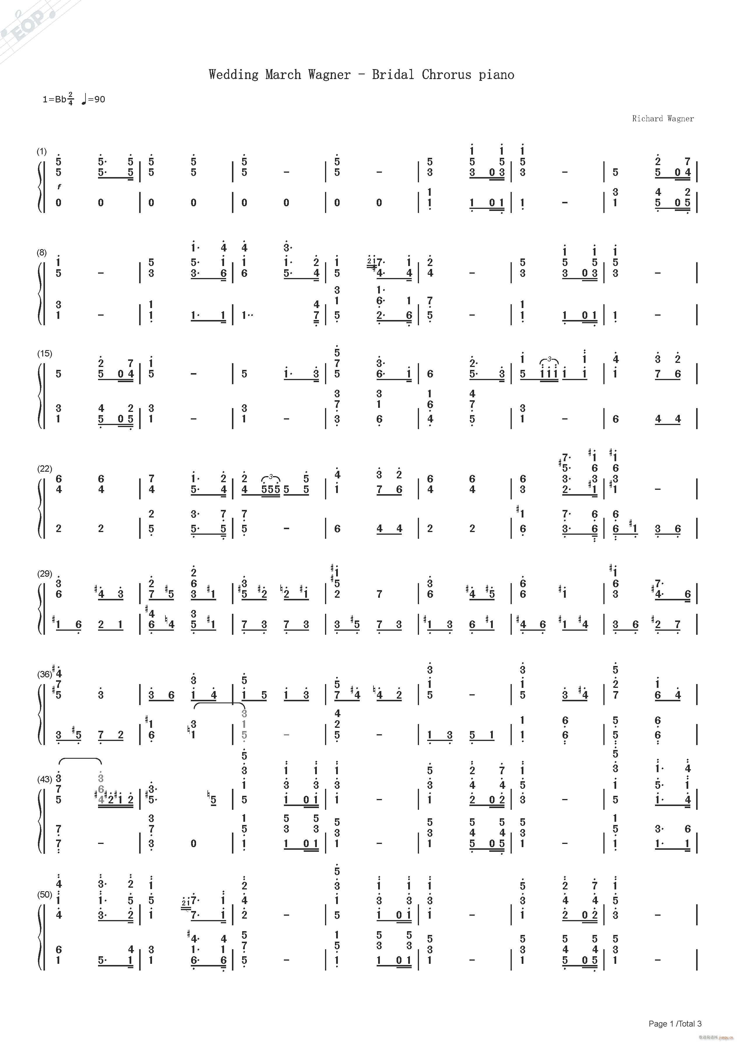 瓦格纳 婚礼进行曲 钢琴(钢琴谱)1