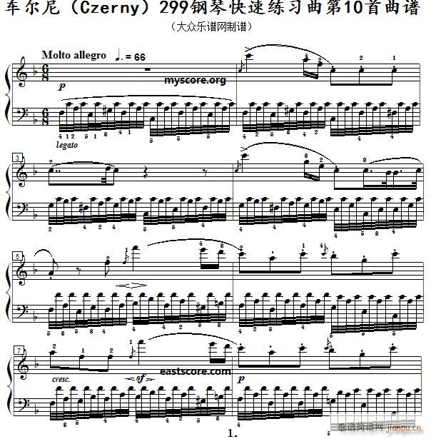 车尔尼 钢琴快速练习曲 Czerny 299 第10首 及练习提示(钢琴谱)1