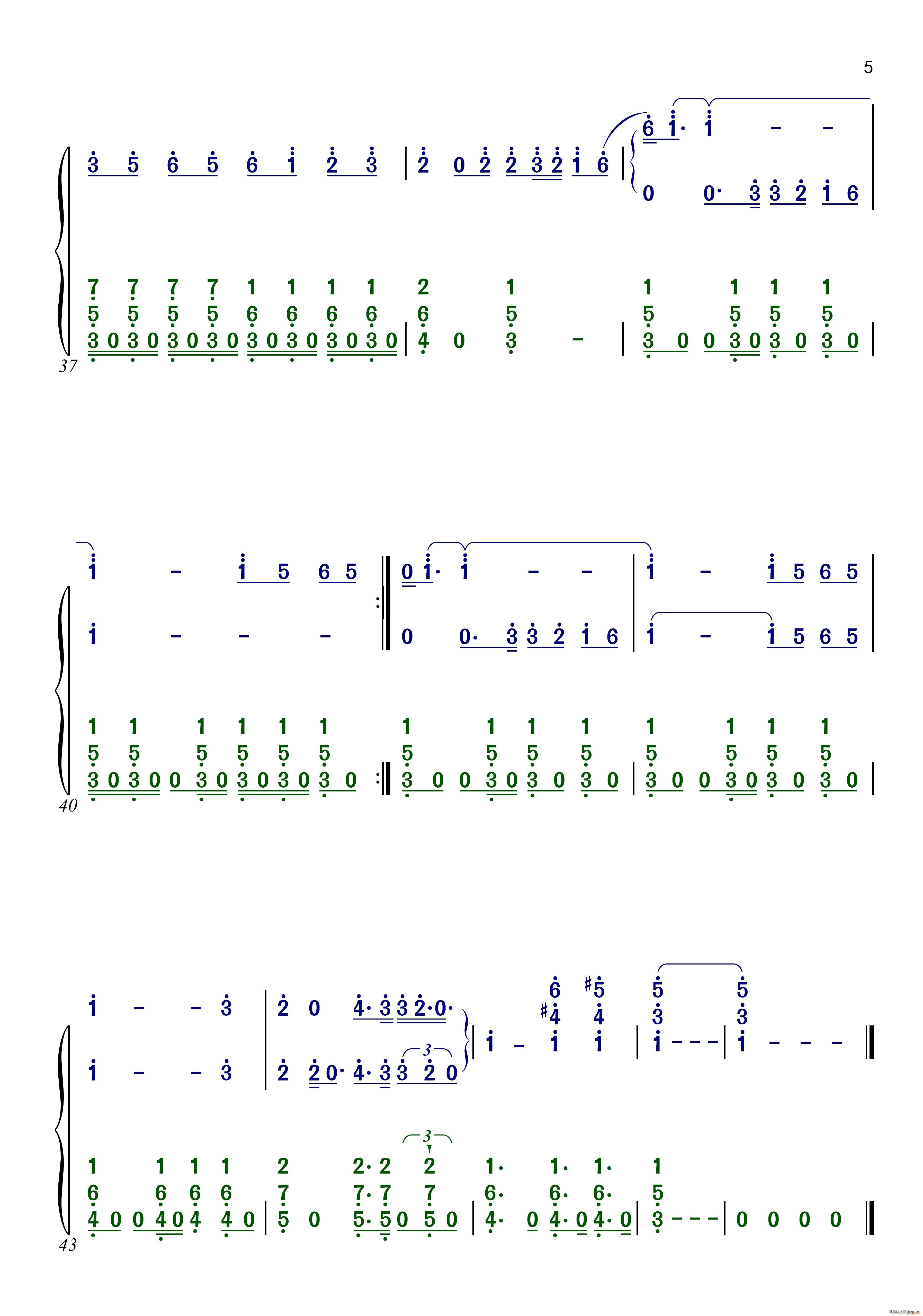 昨夜星辰 钢琴(钢琴谱)5