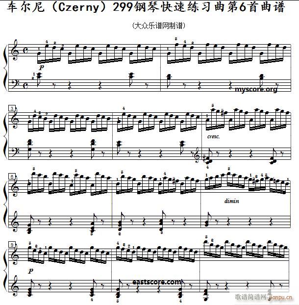 车尔尼 钢琴快速练习曲 Czerny 299 第6首 及练习提示(钢琴谱)1