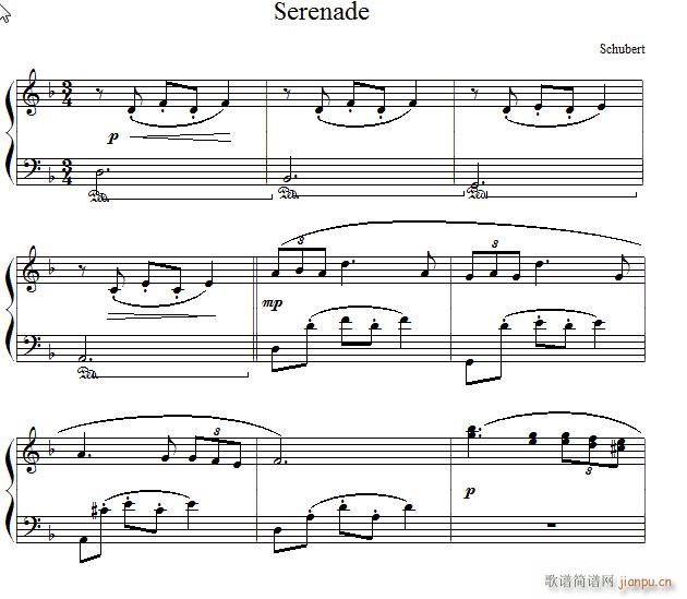 奥 舒伯特 小夜曲 名曲简易版(钢琴谱)1