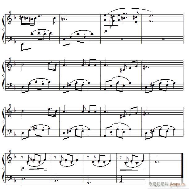 奥 舒伯特 小夜曲 名曲简易版(钢琴谱)3