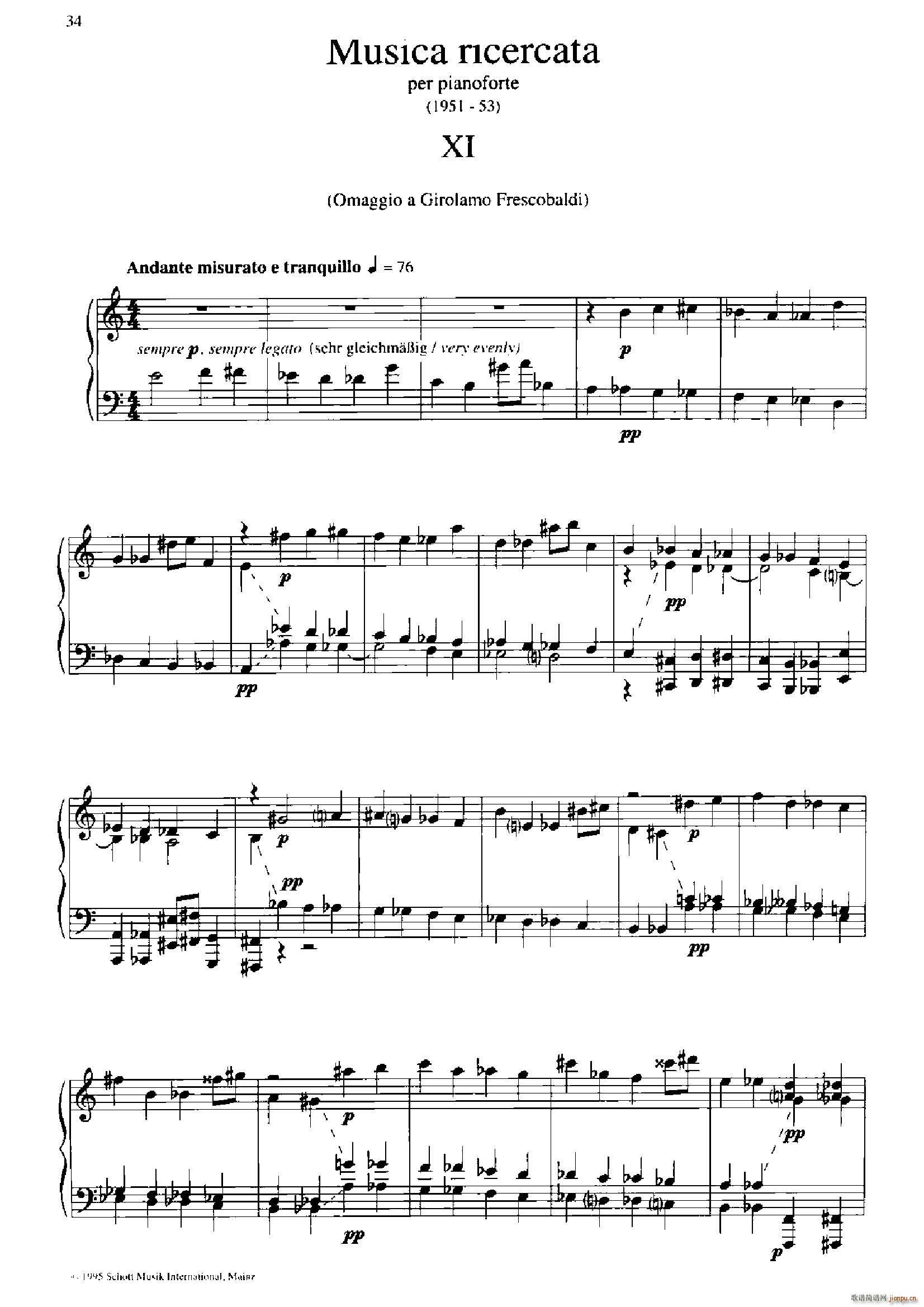 Musica Ricercata 音乐习作 11(钢琴谱)1