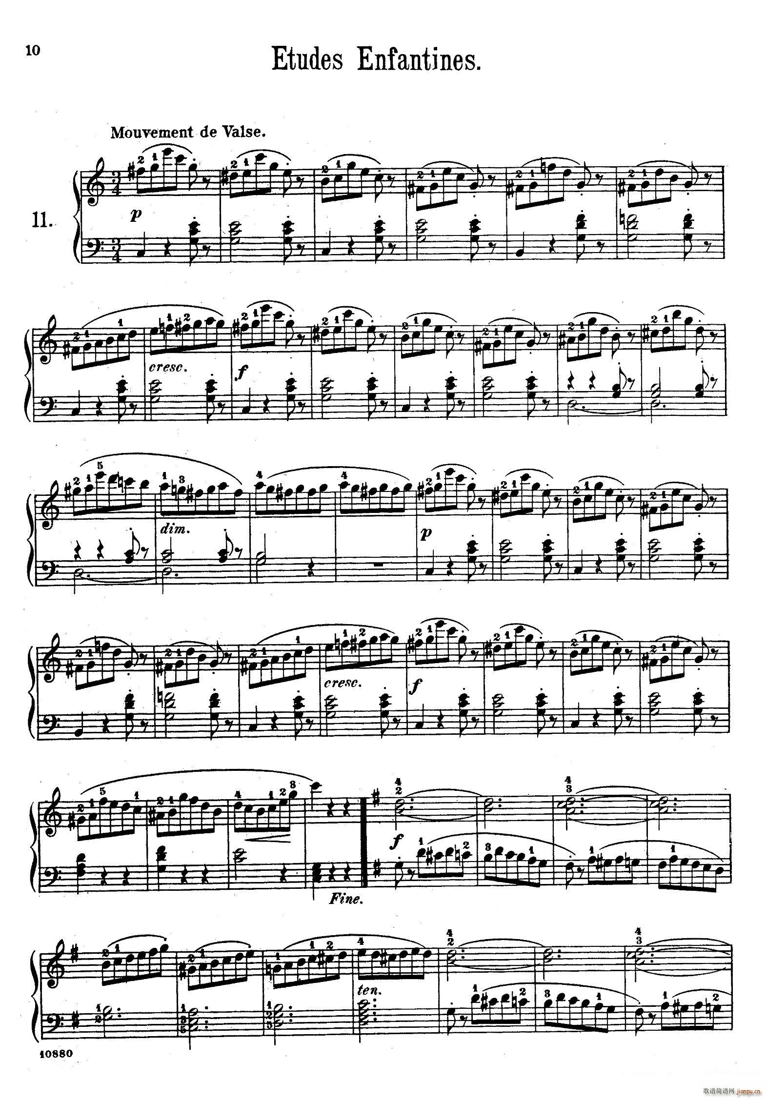 Etudes Enfantines Op 37 儿童钢琴练习曲 第11 14首(钢琴谱)1