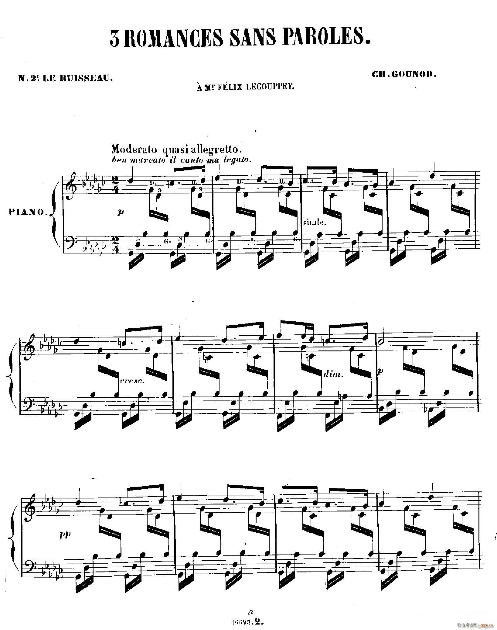 3 Romances Sans Paroles 浪漫曲 2 小溪(钢琴谱)1