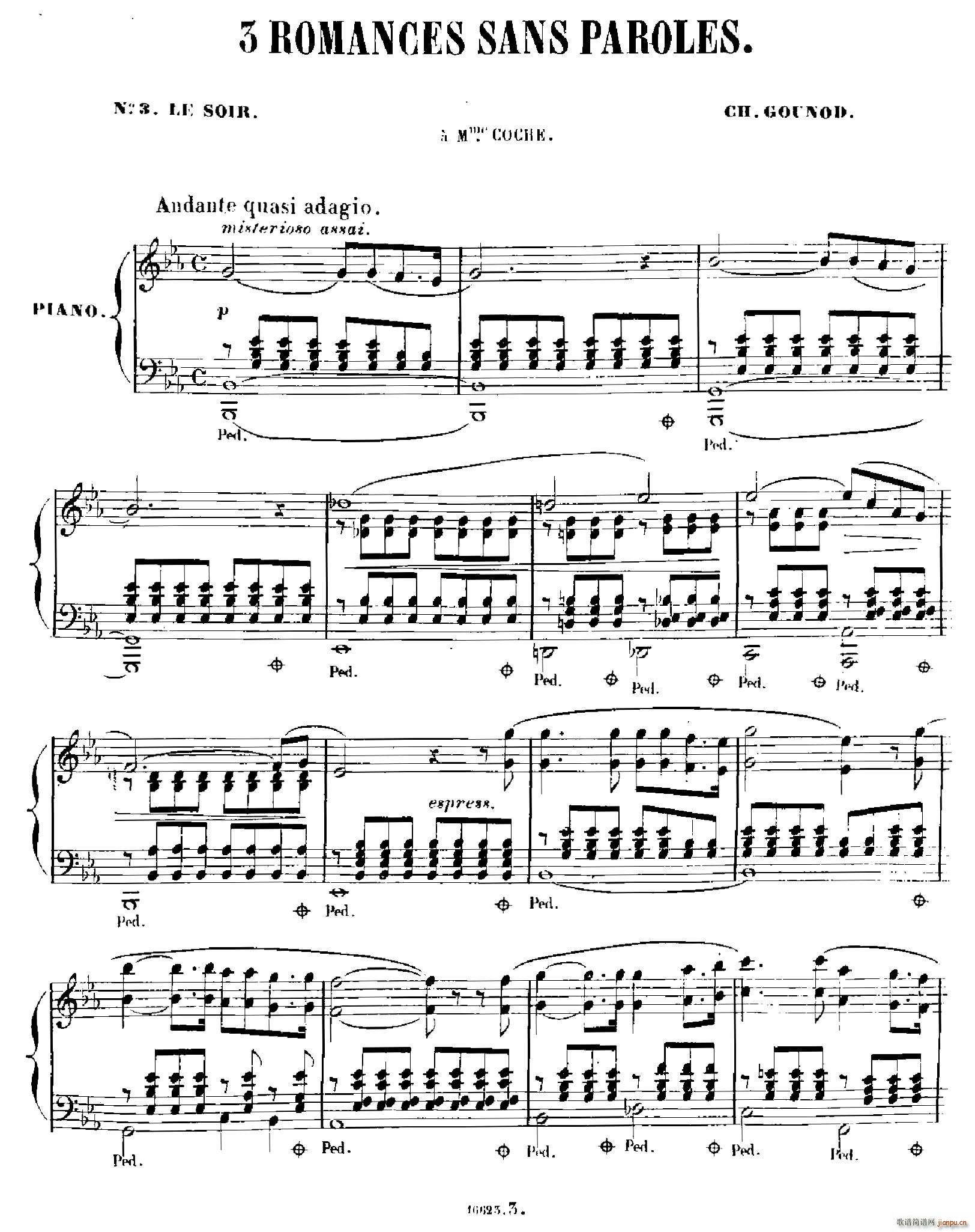 3 Romances Sans Paroles 浪漫曲 3 夜晚(钢琴谱)1