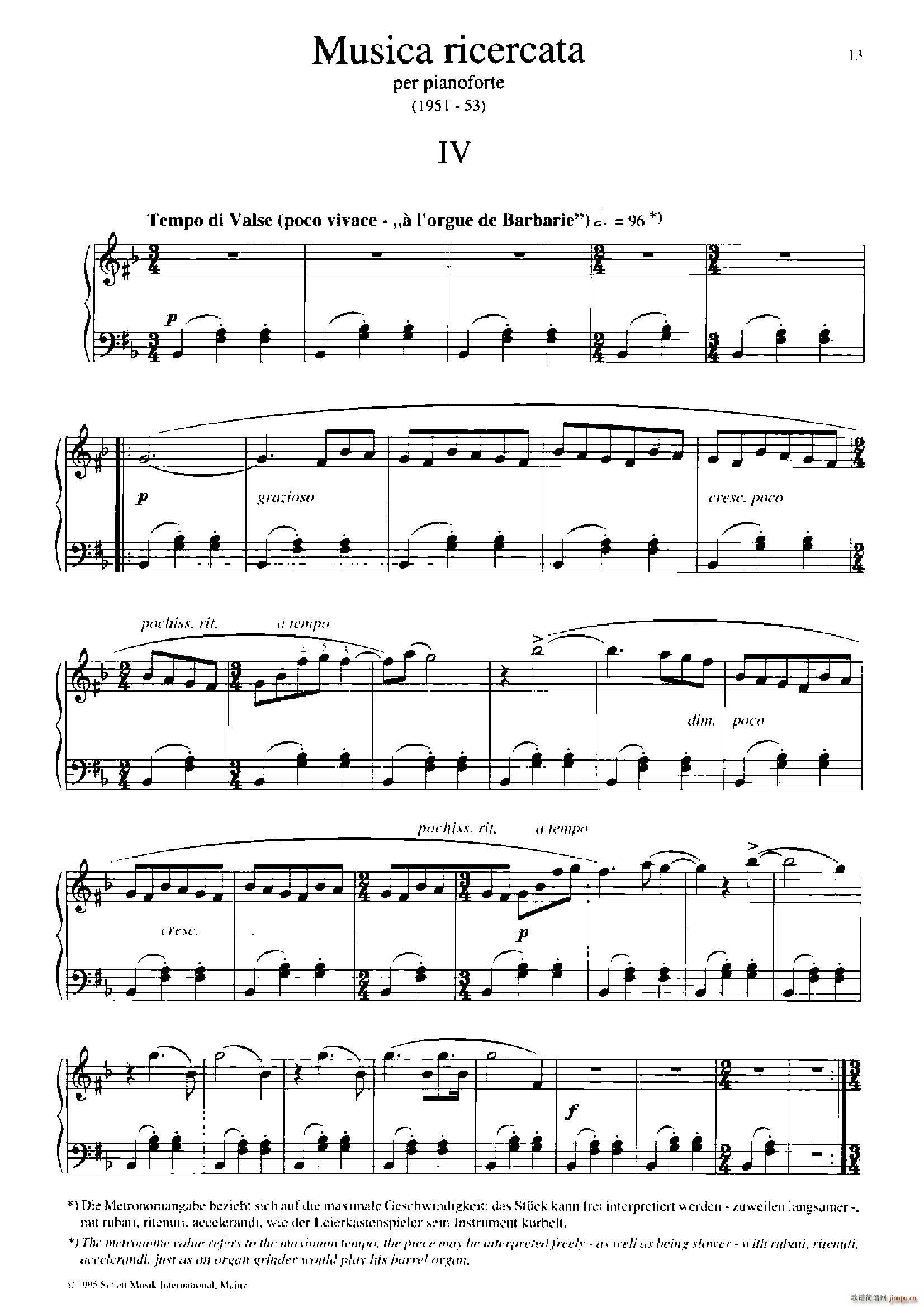 Musica Ricercata 音乐习作 4(钢琴谱)1