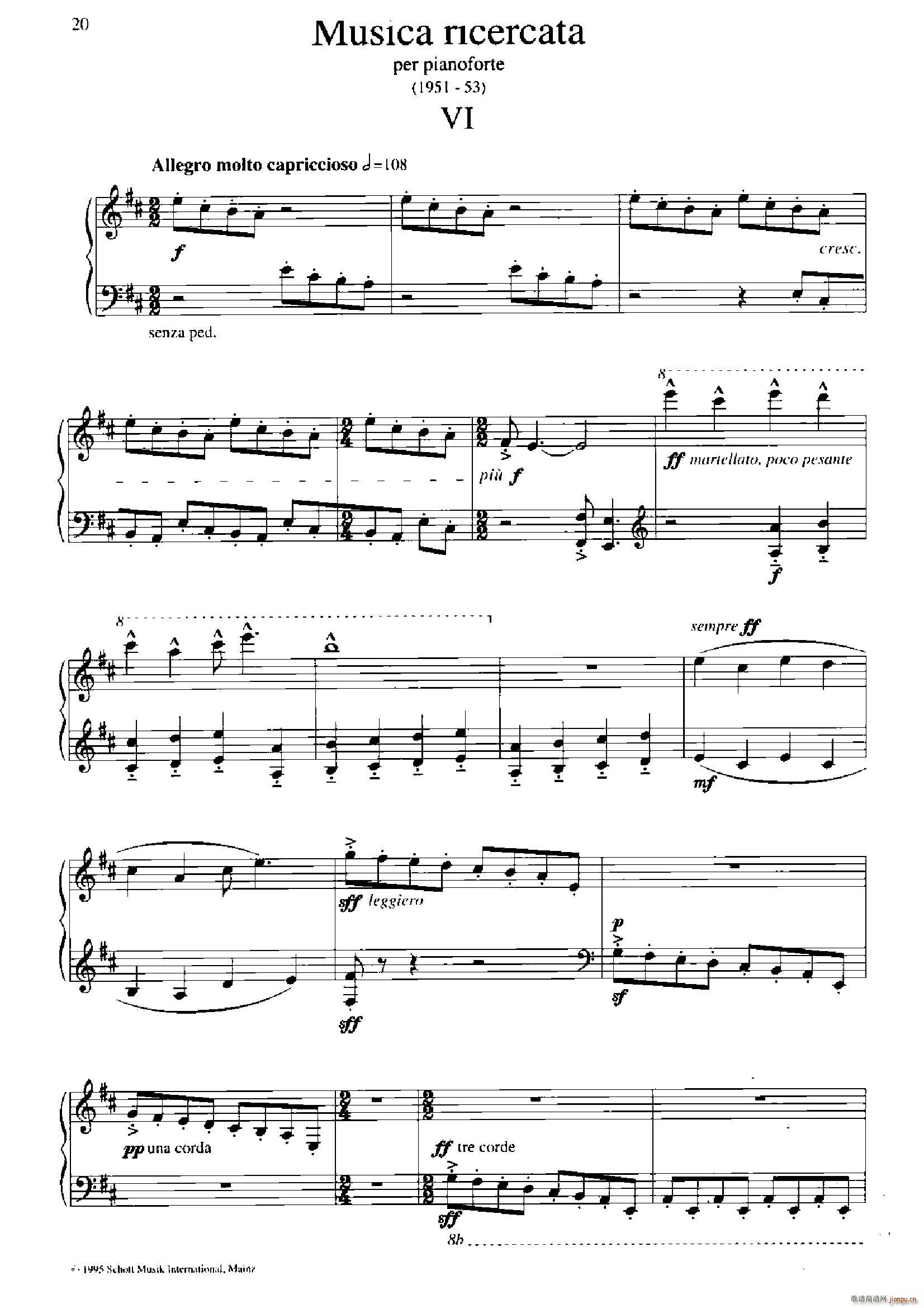 Musica Ricercata 音乐习作 6(钢琴谱)1