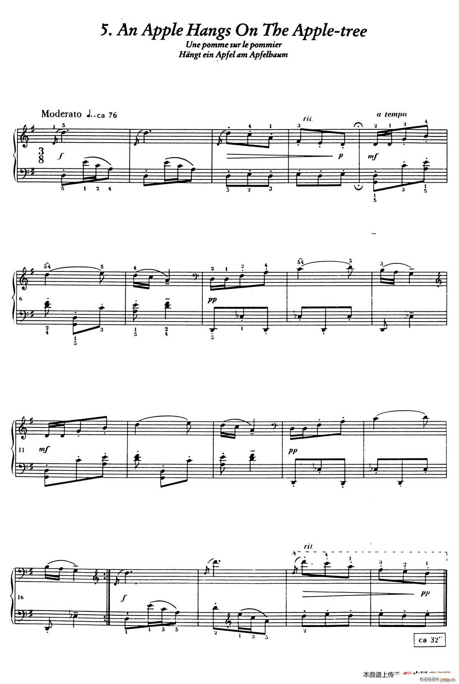 12 Folk Melodies 十二首民间曲调 5(钢琴谱)1