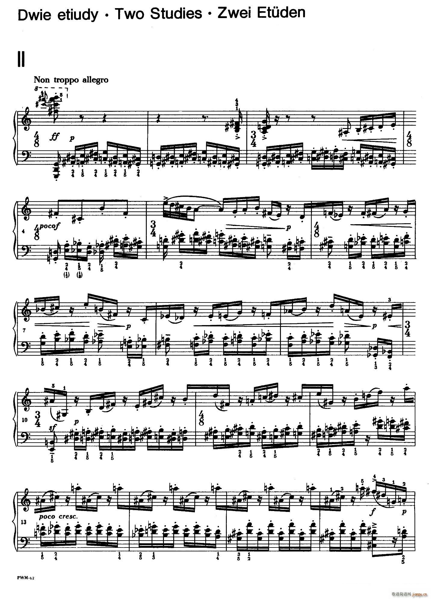 Two Studies 2首练习曲 2 不过分的快板(钢琴谱)1